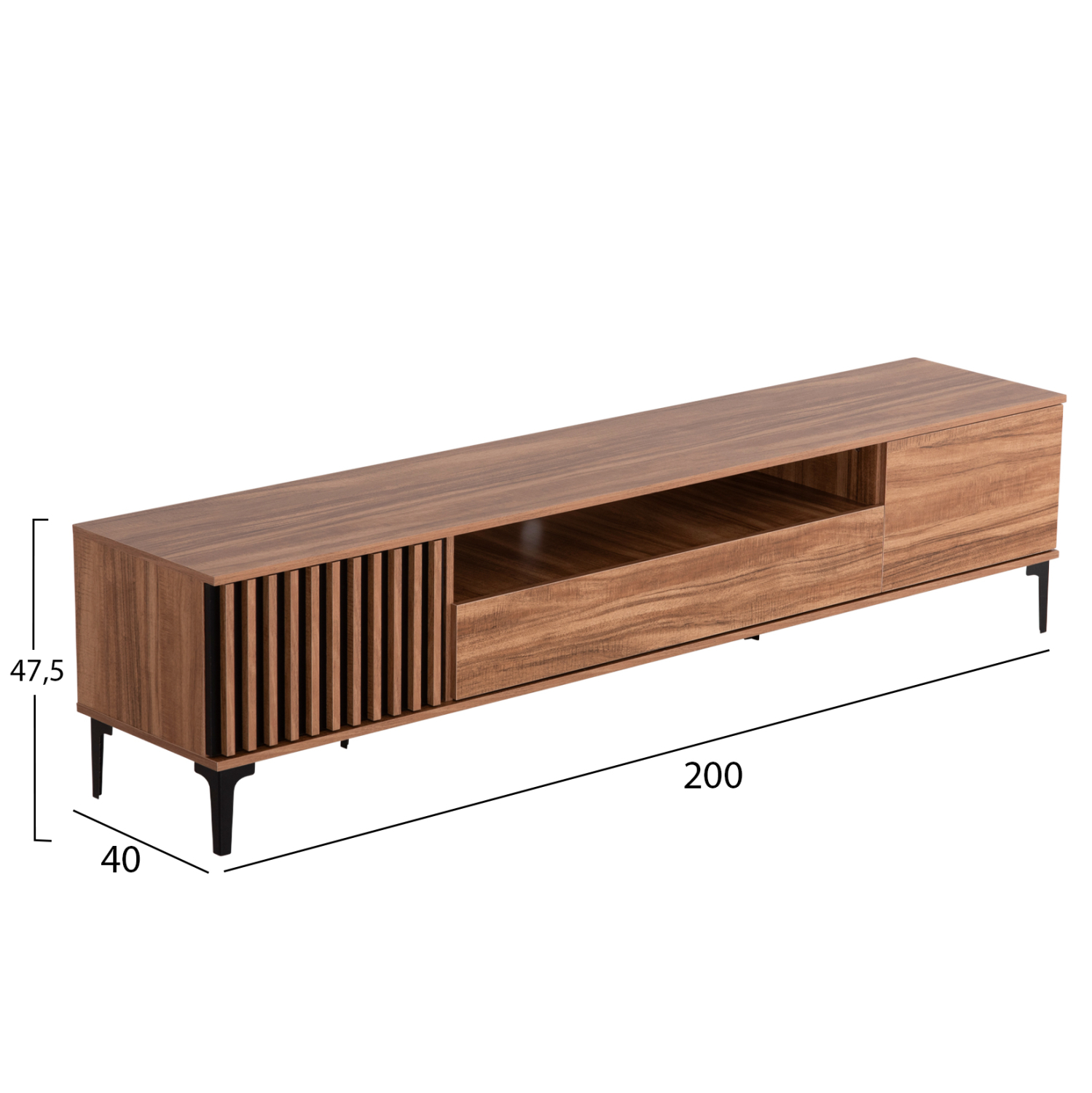 ΕΠΙΠΛΟ ΤΗΛΕΟΡΑΣΗΣ ΣΕΙΡΑ HARRY HM18008.01 ΜΕΛΑΜΙΝΗ ΦΥΣΙΚΟ ΞΥΛΟΥ-ΜΑΥΡΟ 200x40x47,5Υεκ. 2