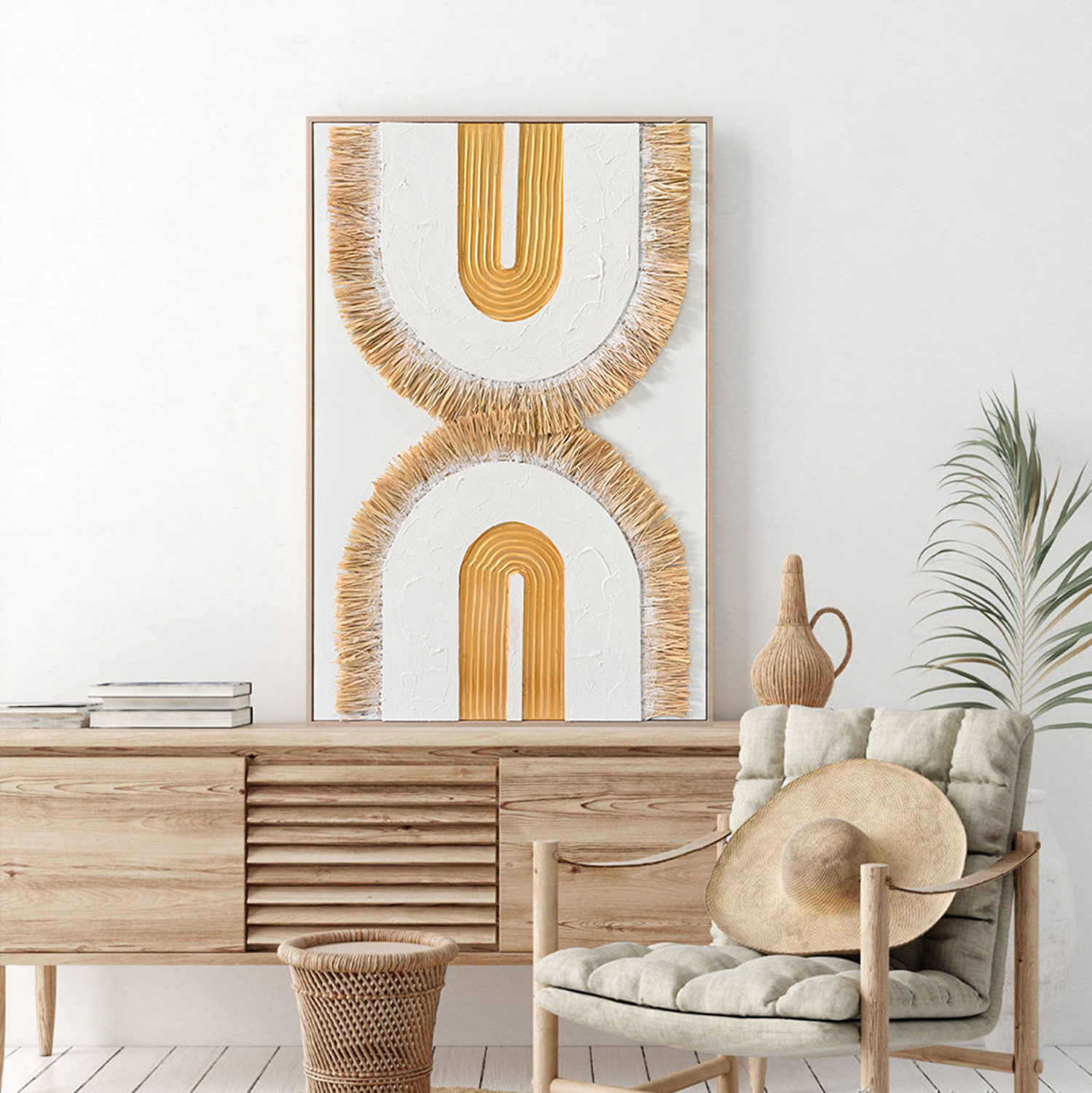 ΠΙΝΑΚΑΣ 3D HM4537.01 ΜΕ ΚΟΡΝΙΖΑ ΜΠΕΖ-ΚΑΜΒΑΣ ΛΕΥΚΟΣ-ΧΕΙΡΟΠΟΙΗΤΟΣ 80x3,5x120Υεκ. 3