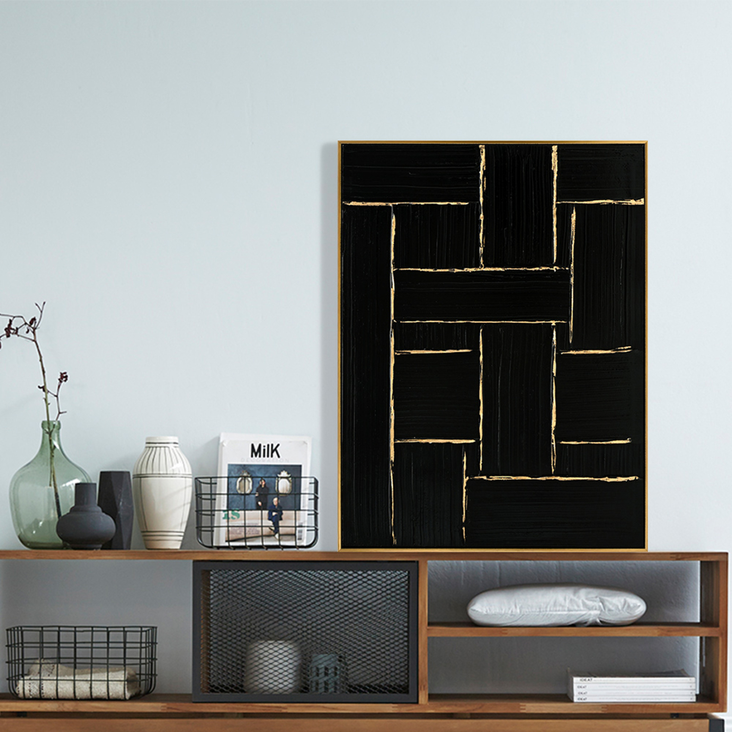 ΠΙΝΑΚΑΣ TOIXOY STELLON HM4550 ΚΟΡΝΙΖΑ ΜΠΕΖ-ΚΑΜΒΑΣ ΜΑΥΡΟΣ-ΧΕΙΡΟΠΟΙΗΤΟΣ 62x4,5x82Υεκ. 3