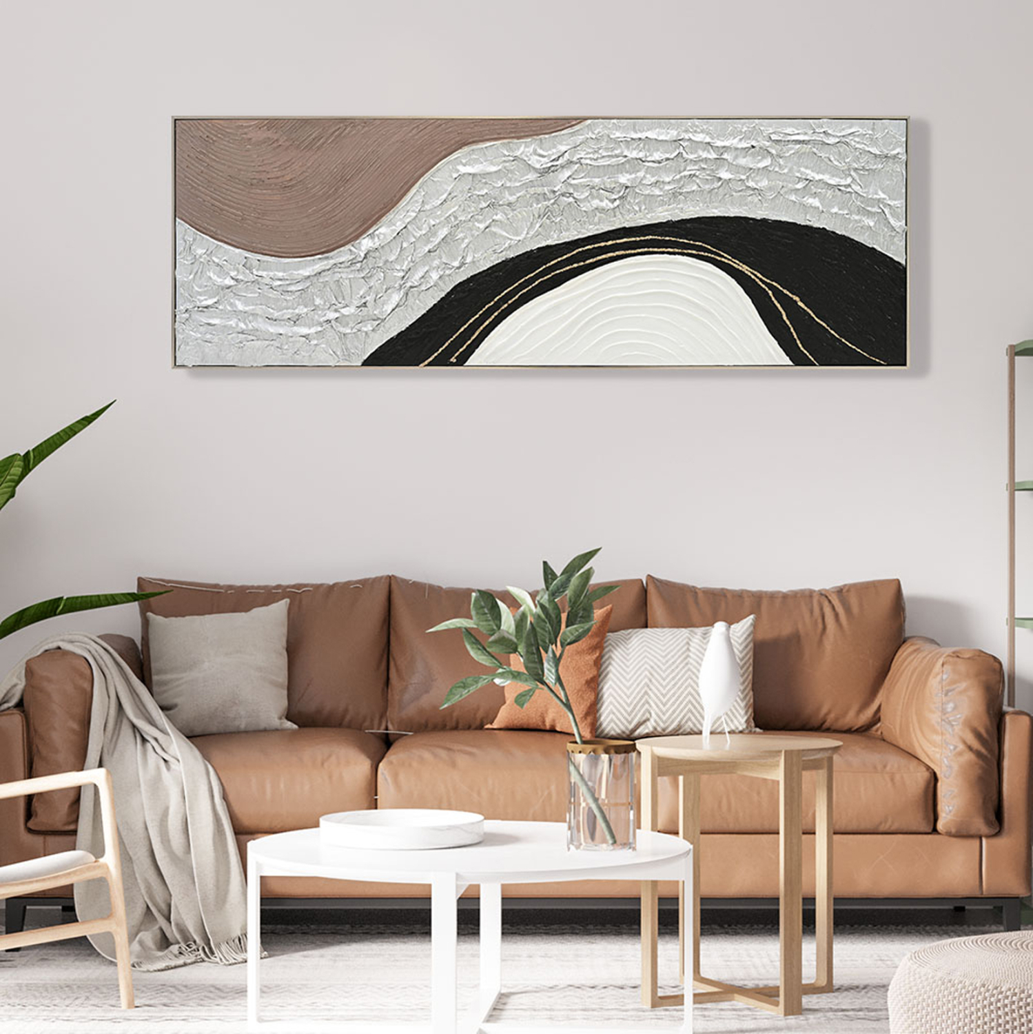 ΠΙΝΑΚΑΣ ΤΟΙΧΟΥ ABSTRACT HM4552.01 ΜΕ ΚΟΡΝΙΖΑ ΜΠΕΖ-ΚΑΜΒΑΣ- ΧΕΙΡΟΠΟΙΗΤΟΣ 152x4.5x52Υεκ. 3