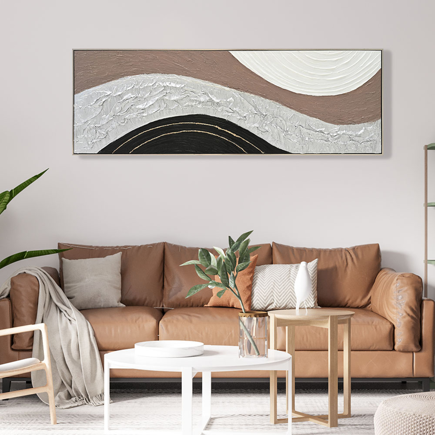 ΠΙΝΑΚΑΣ ΤΟΙΧΟΥ ABSTRACT HM4552.02 ΜΕ ΚΟΡΝΙΖΑ ΜΠΕΖ-ΚΑΜΒΑΣ-ΧΕΙΡΟΠΟΙΗΤΟΣ 152x4.5x52Υεκ. 3