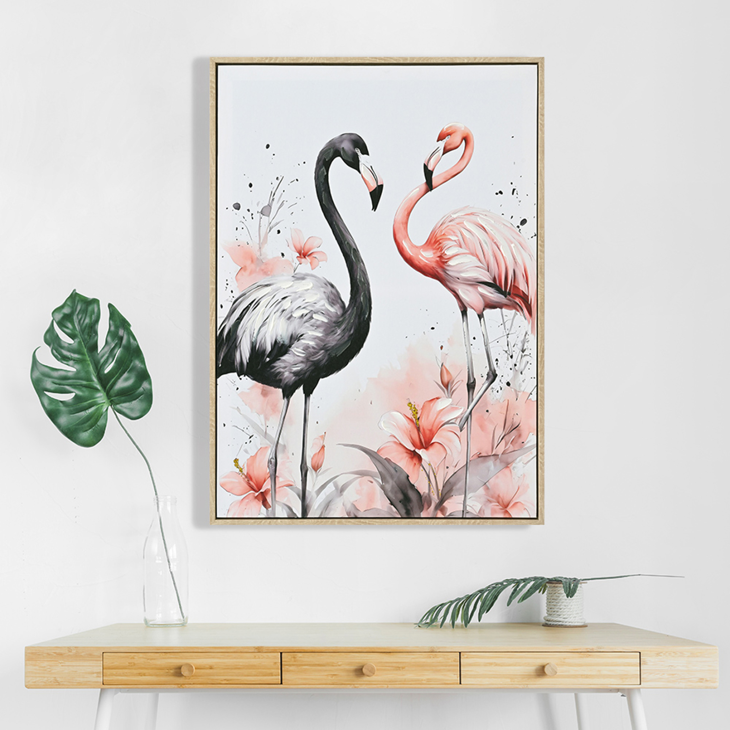 ΠΙΝΑΚΑΣ TOIXOY FLAMINGOS HM4562 ΜΕ ΚΟΡΝΙΖΑ ΜΠΕΖ-ΚΑΜΒΑΣ ΕΚΤΥΠΩΣΗ 52,5x2,8x72,5Υεκ. 3