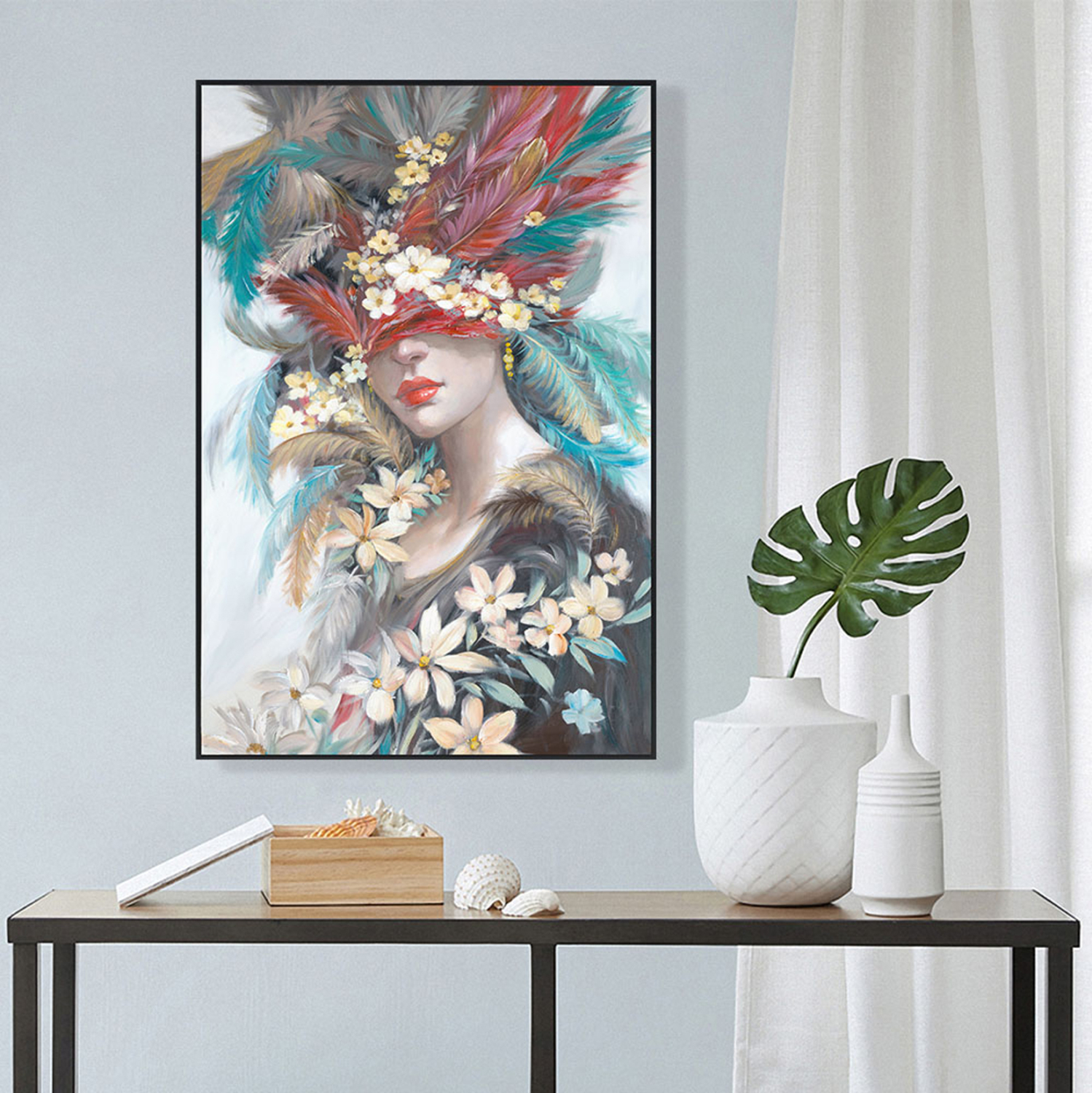 ΠΙΝΑΚΑΣ TOIXOY ONNANOKO HM4564 ΜΕ ΚΟΡΝΙΖΑ ΜΑΥΡΗ-ΚΑΜΒΑΣ ΕΚΤΥΠΩΣΗ ΓΥΝΑΙΚΕΙΟ ΠΡΟΣΩΠΟ 82x4,5x122Υεκ. 3