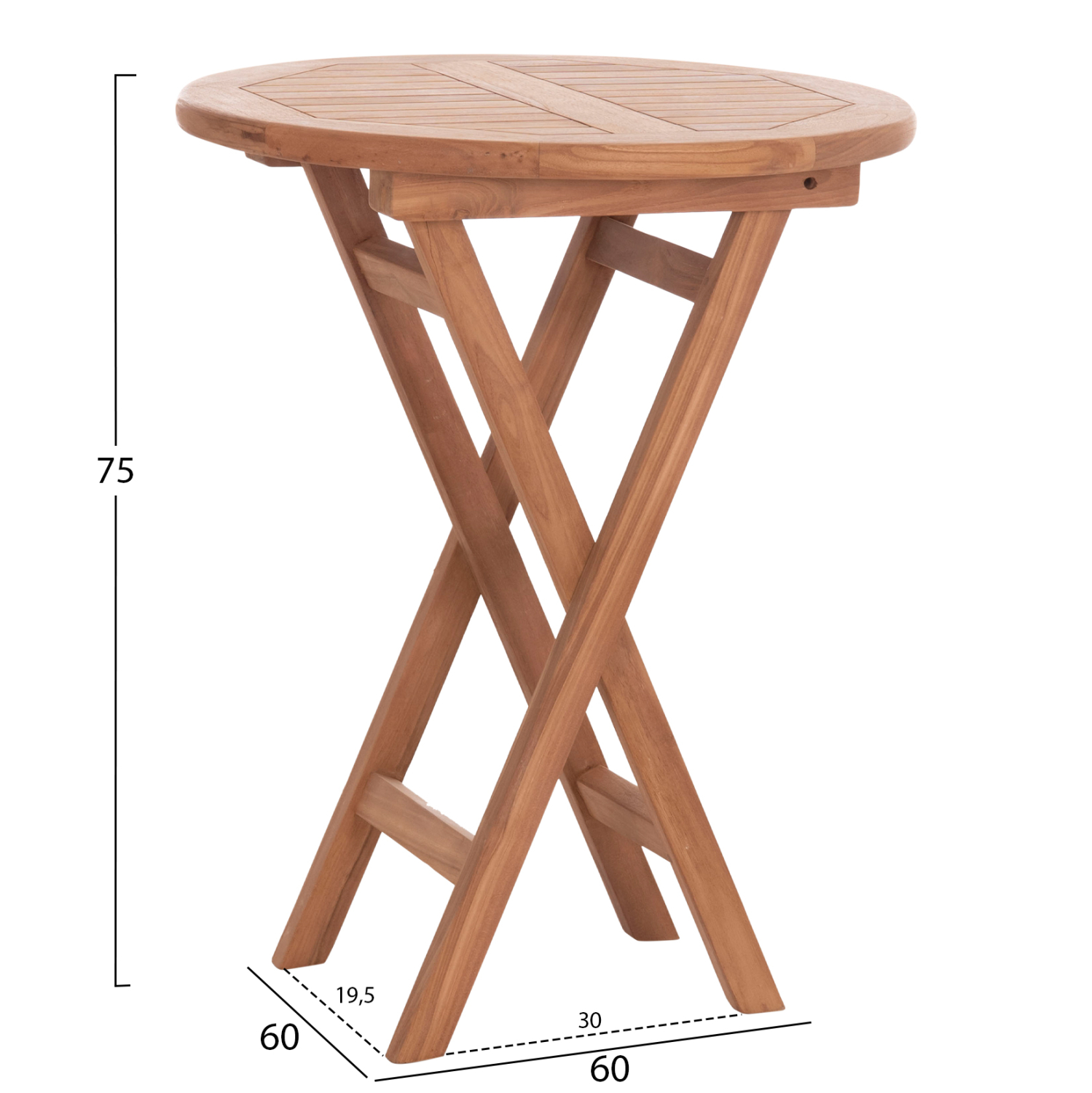 ΤΡΑΠΕΖΙ ΣΚΗΝΟΘΕΤΗ ΣΤΡΟΓΓΥΛΟ ERIS HM18119 ΞΥΛΟ TEAK--ΦΥΣΙΚΟ Φ60x75Υεκ. 2