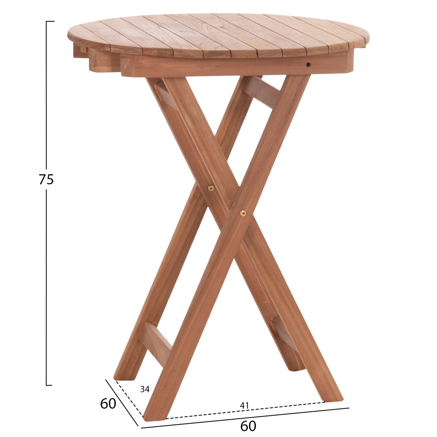 ΤΡΑΠΕΖΙ ΣΚΗΝΟΘΕΤΗ ΣΤΡΟΓΓΥΛΟ HEIDEL HM18120 ΞΥΛΟ TEAK--ΦΥΣΙΚΟ Φ60x75Υεκ. 2