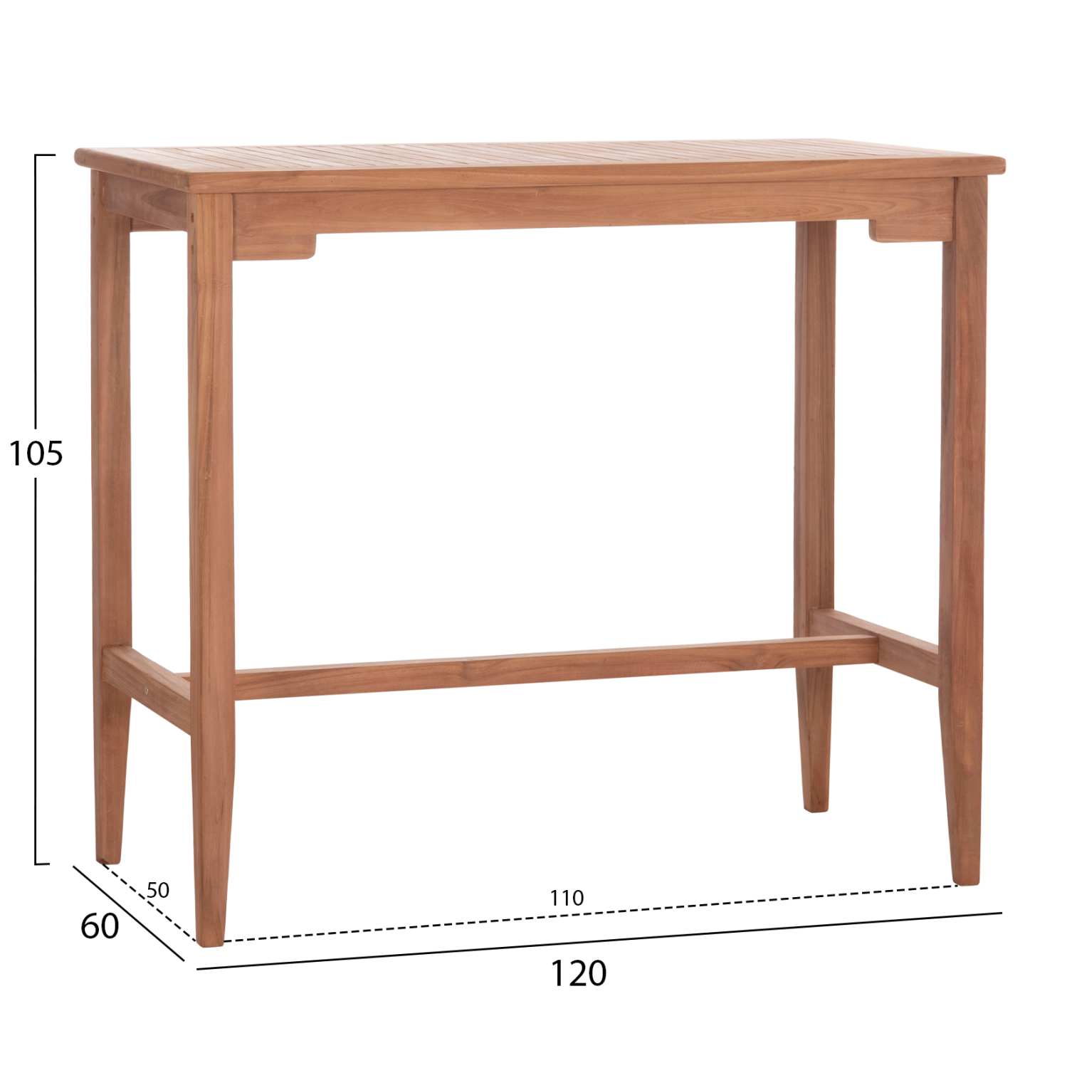 ΤΡΑΠΕΖΙ ΜΠΑΡ CRANSTON HM18111 ΞΥΛΟ ΤΕΑΚ--ΦΥΣΙΚΟ ΧΡΩΜΑ 120x60x105Υεκ. 2