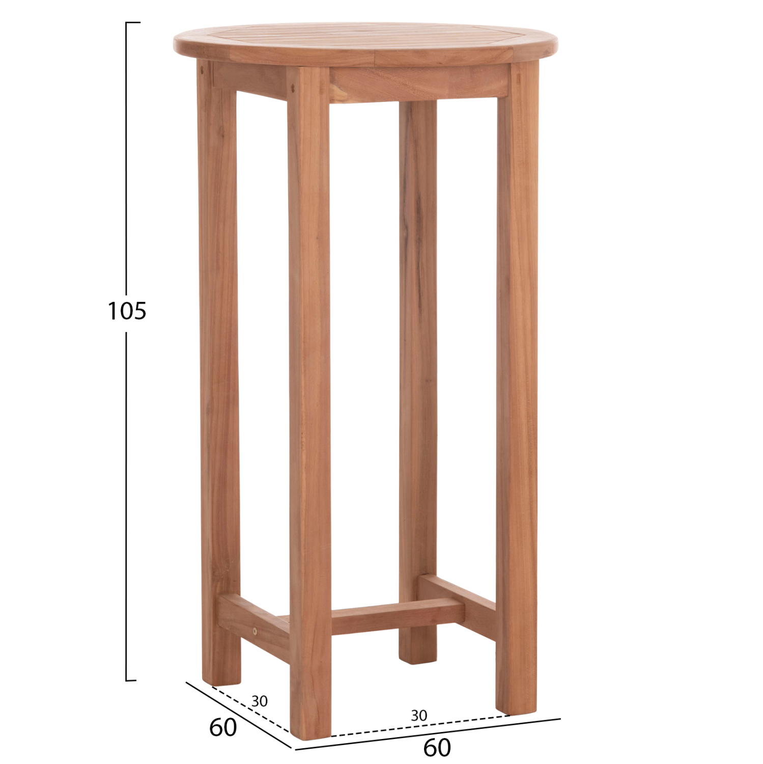 ΤΡΑΠΕΖΙ/ΣΤΑΝΤ ΜΠΑΡ ΣΤΡΟΓΓΥΛΟ PRESSCOT HM18114 ΞΥΛΟ TEAK--ΦΥΣΙΚΟ Φ60x105Υεκ. 2
