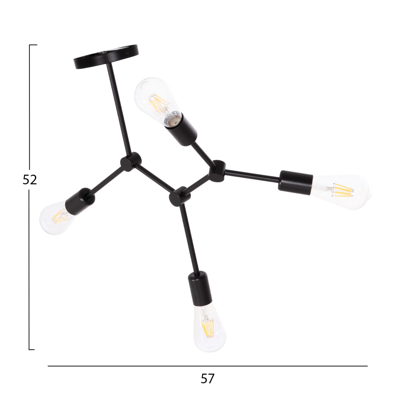 ΦΩΤΙΣΤΙΚΟ ΟΡΟΦΗΣ 4-ΦΩΤΟ LIGHTY HM7405.11 ΜΕΤΑΛΛΟ ΣΕ ΜΑΥΡΟ 57x5x52Υεκ. 2