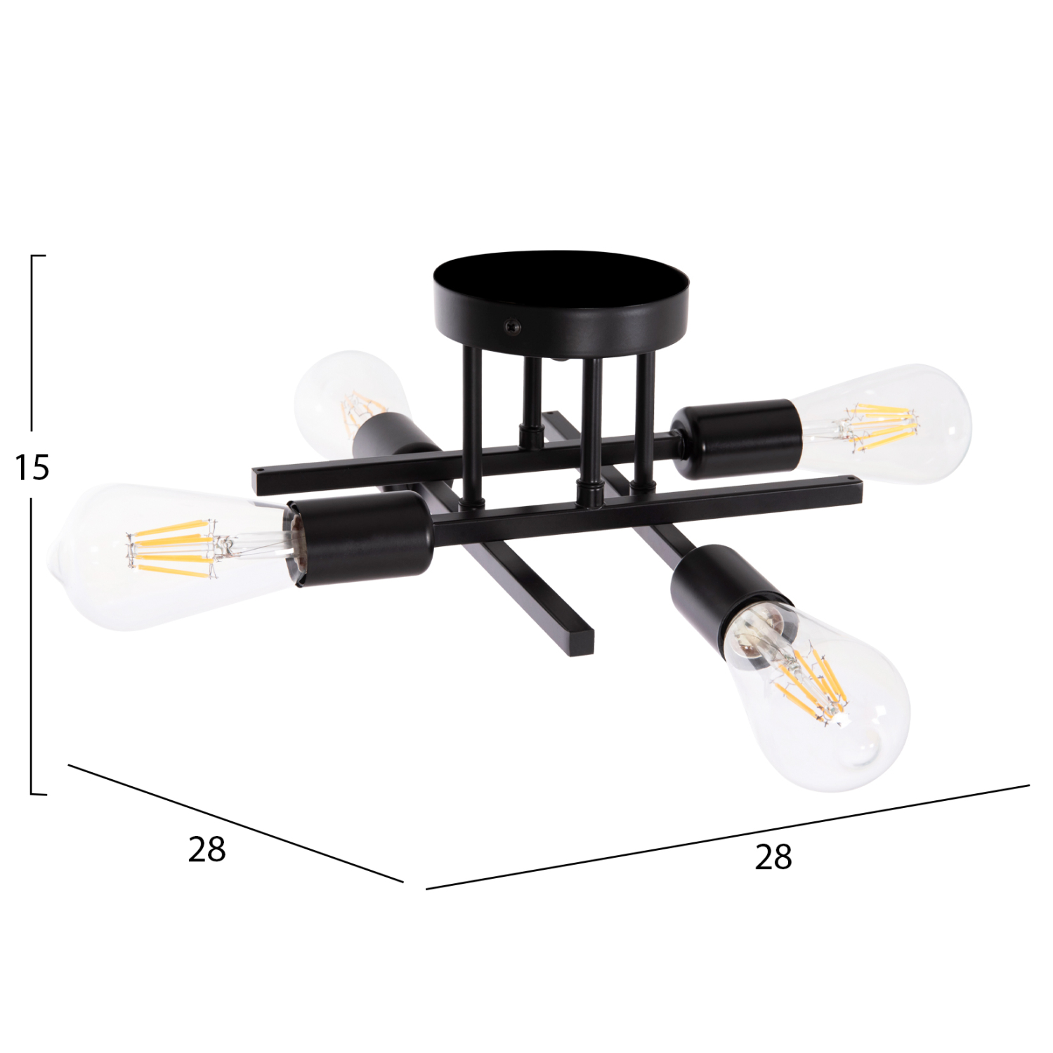 ΦΩΤΙΣΤΙΚΟ ΟΡΟΦΗΣ ΠΟΛΥΦΩΤΟ LIGHTY HM7428.11 ΜΕΤΑΛΛΟ ΣΕ ΜΑΥΡΟ 28x28x15Υεκ. 2