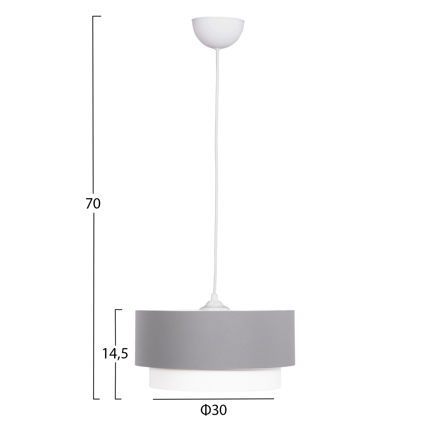 ΦΩΤΙΣΤΙΚΟ ΟΡΟΦΗΣ ΚΥΛΙΝΔΡΙΚΟ KRIKS HM4706.01 PVC ΣΕ ΛΕΥΚΟ-ΓΚΡΙ Φ30x70Υεκ. 2