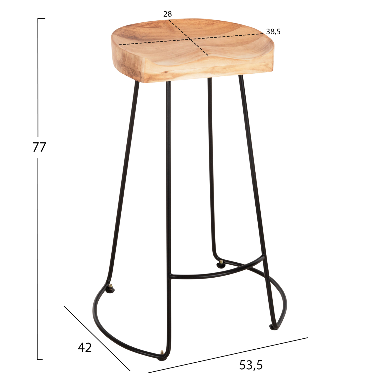 ΣΚΑΜΠΟ BAR ELEANOR HM8363.21 ΜΑΣΙΦ ΞΥΛΟ ΑΚΑΚΙΑΣ-ΜΕΤΑΛ.ΣΚΕΛΕΤΟΣ 53,5x42x77Υεκ. 2