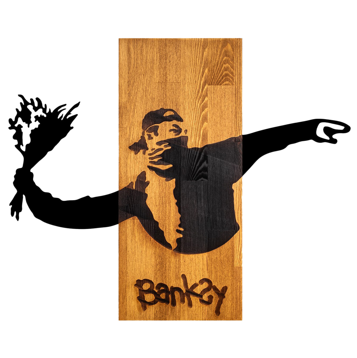 ΔΙΑΚΟΣΜΗΤΙΚΟ ΤΟΙΧΟΥ BANKSY HM4757-ΦΥΛΛΑ ΜΕΤΑΛΛΟΥ ΜΑΥΡΑ-ΞΥΛΟ 69x3(βάθος)x58Υεκ. 1