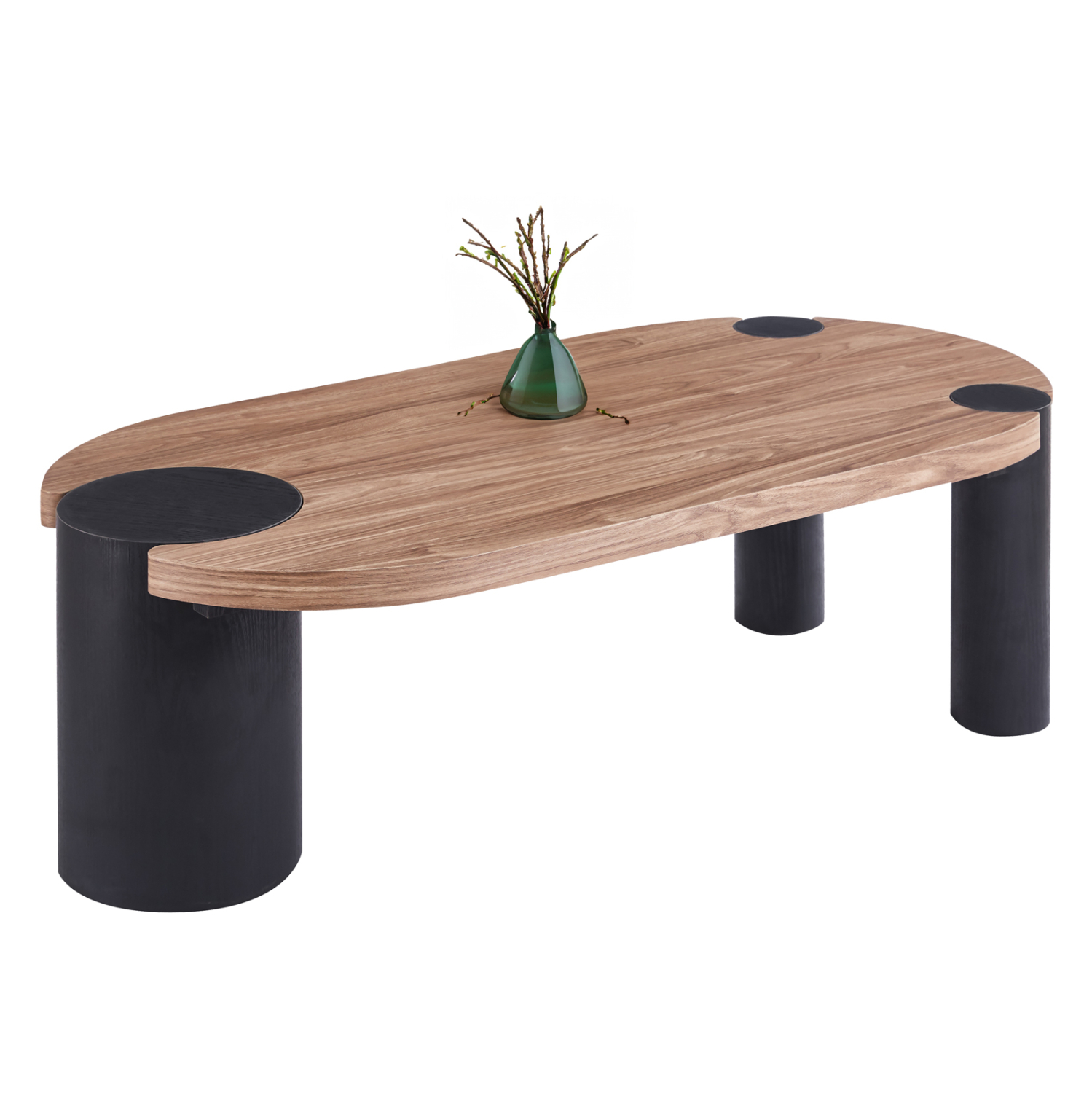 ΤΡΑΠΕΖΙ ΣΑΛΟΝΙΟΥ ΟΒΑΛ OVALON HM18433.05 MDF TOP ΚΑΡΥΔΙ-MDF ΠΟΔΙΑ ΜΑΥΡΑ 120x60x40Υεκ 1