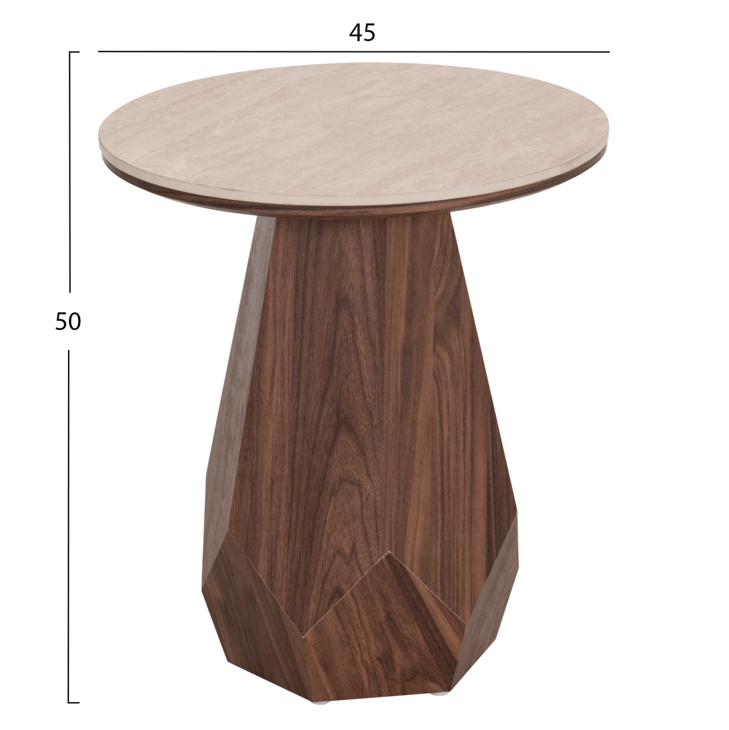 ΤΡΑΠΕΖΙ ΒΟΗΘΗΤΙΚΟ VENERA HM18442 ΚΕΡΑΜΙΚΟ TOP ΟΨΗ ΤΡΑΒΕΡΤΙΝΑΣ-MDF ΚΑΡΥΔΙ Φ45x50Υεκ. 2