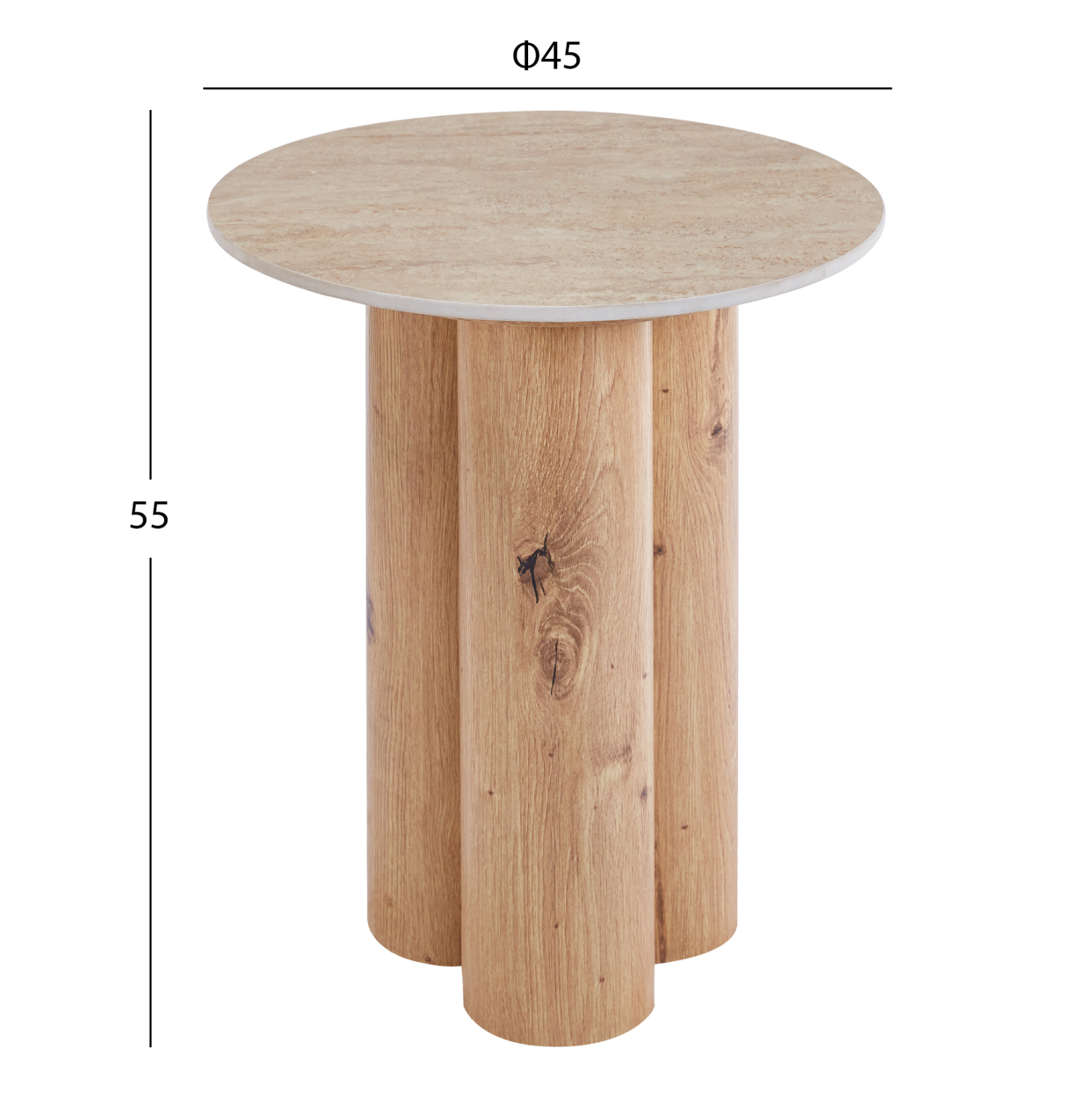 ΤΡΑΠΕΖΙ ΒΟΗΘΗΤΙΚΟ SILVA HM18444 ΚΕΡΑΜΙΚΟ TOP ΟΨΗ ΤΡΑΒΕΡΤΙΝΑΣ-MDF ΦΥΣΙΚΟ Φ45x55Υεκ. 3