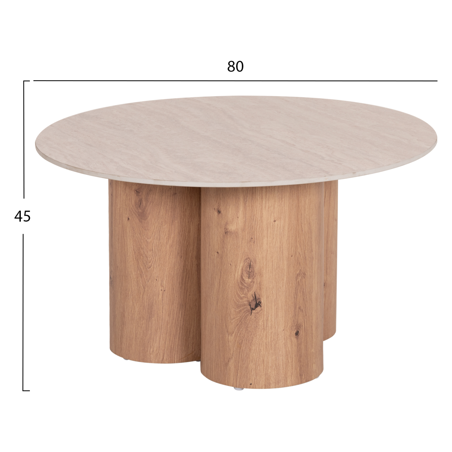 ΤΡΑΠΕΖΙ ΣΑΛΟΝΙΟΥ SILVA HM18443 ΚΕΡΑΜΙΚΟ TOP ΟΨΗ ΤΡΑΒΕΡΤΙΝΑΣ-MDF ΦΥΣΙΚΟ Φ80x45Υεκ. 2