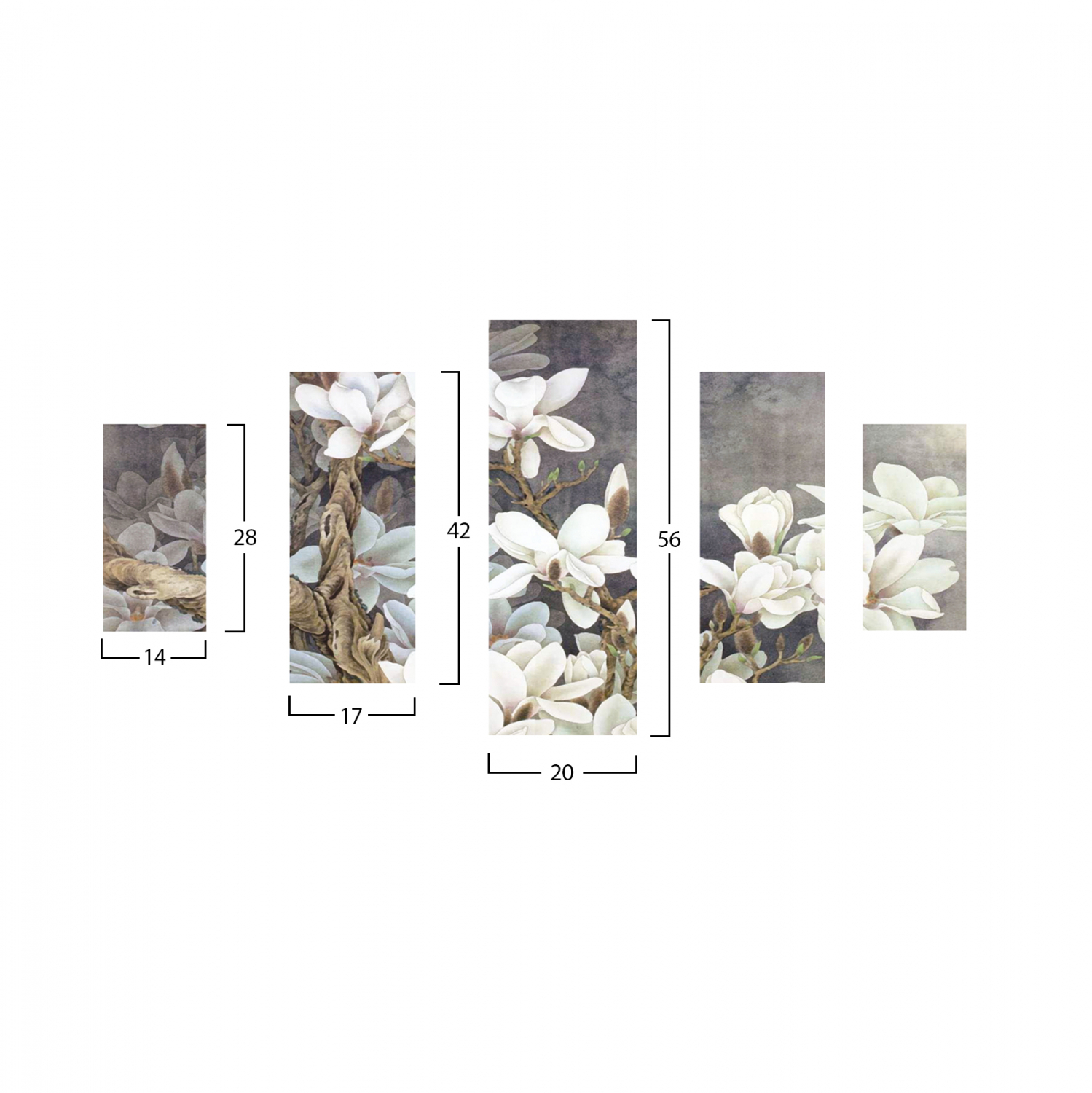 ΠΕΝΤΑΠΤΥΧΟΣ ΠΙΝΑΚΑΣ MDF MAGNOLIA KOBUS HM7207.01 82X56x0,3 εκ. 2