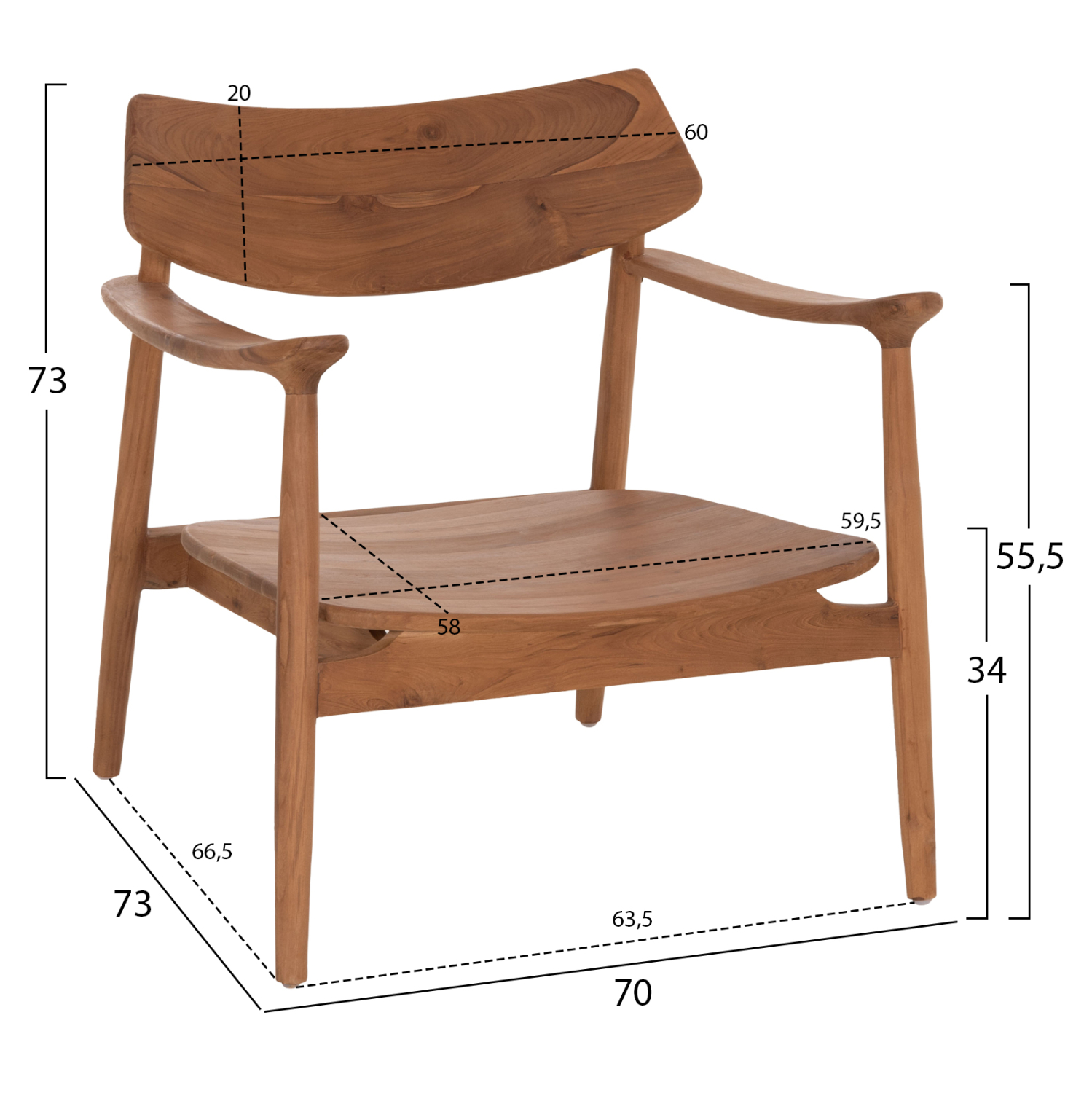 ΠΟΛΥΘΡΟΝΑ LOUNGE RANGER HM18255.01 ΞΥΛΟ TEAK ΣΕ ΦΥΣΙΚΟ 70x73x73Υεκ. 2