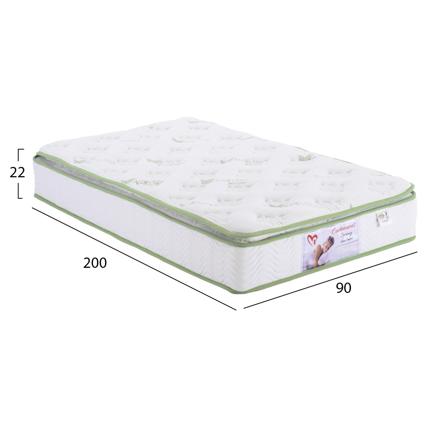 ΣΤΡΩΜΑ CONTINUOUS SPRING ΜΕ ΑΝΩΣΤΡΩΜΑ ALOE VERA 90X200 HM372.20 ΜΟΝΗΣ ΟΨΗΣ 2