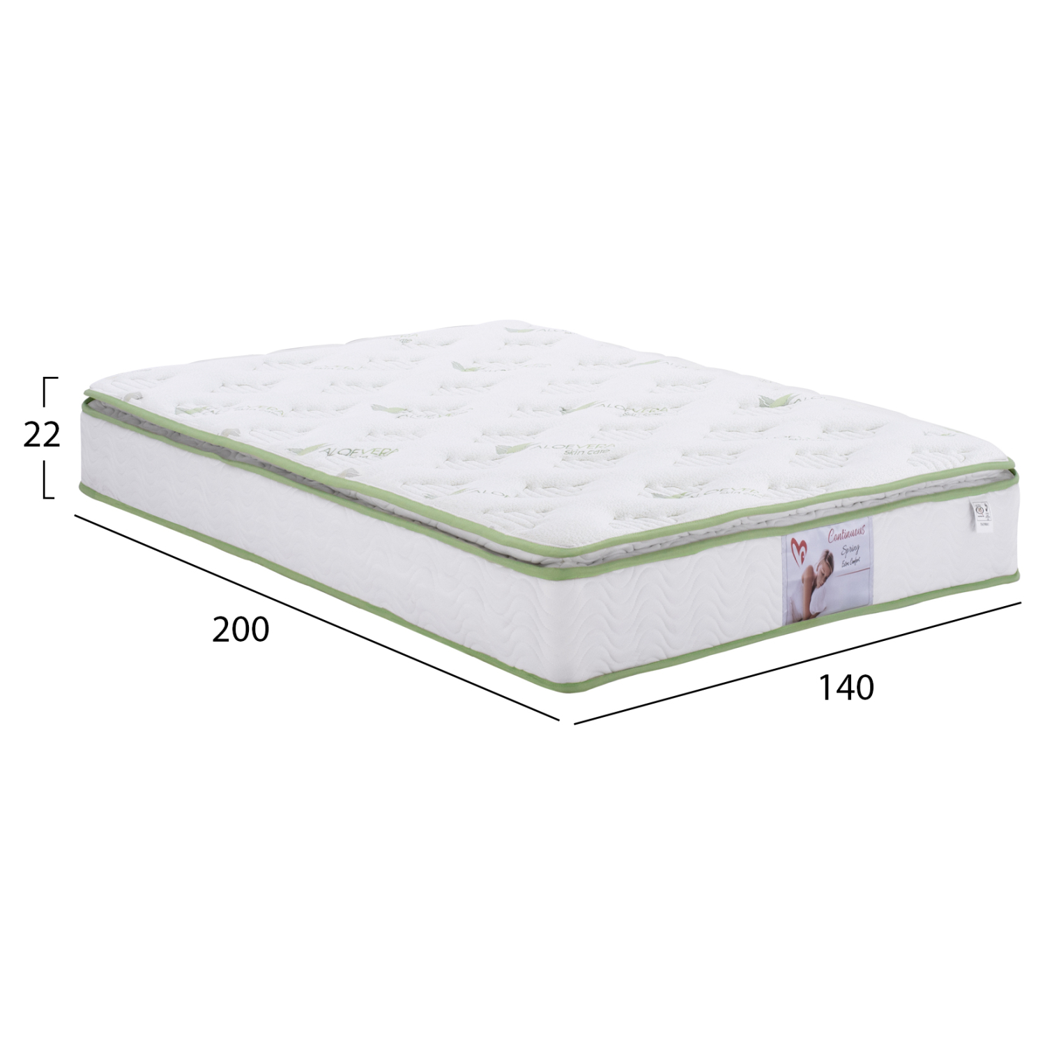 ΣΤΡΩΜΑ CONTINUOUS SPRING ΜΕ ΑΝΩΣΤΡΩΜΑ ALOE VERA 140X200 HM372.13 ΜΟΝΗΣ ΟΨΗΣ 2