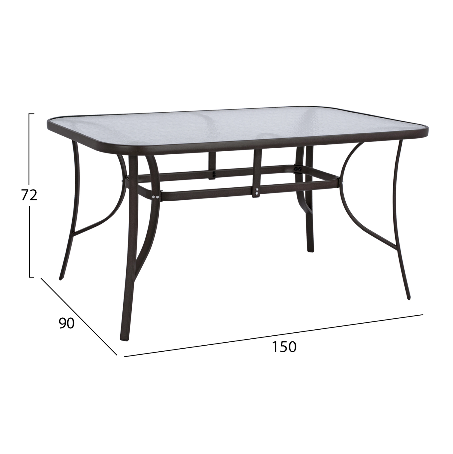 ΤΡΑΠΕΖΙ BRUNO 150X90Χ72Υεκ. ΚΑΦΕ ΜΕΤΑΛΛΙΚΟ ΜΕ ΓΥΑΛΙΝΗ ΕΠΙΦΑΝΕΙΑ HM5145.02 2