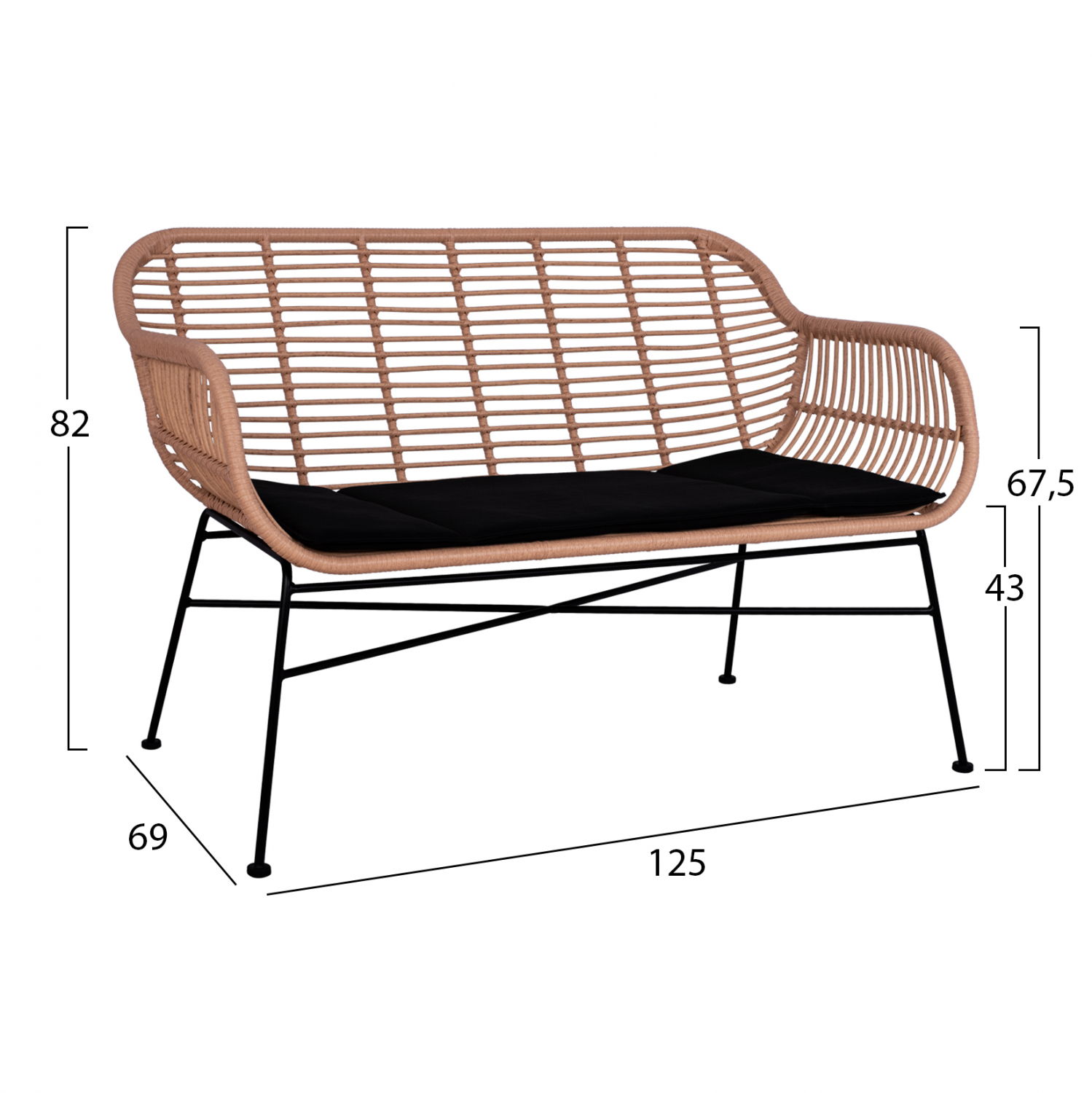 ΣΕΤ ΣΑΛΟΝΙ 4ΤΜΧ ALLEGRA HM5460 ΜΕΤΑΛΛΟ &amp; WICKER ΣΕ ΜΠΕΖ ΧΡΩΜΑ 2