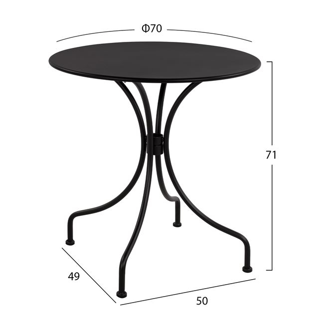 ΤΡΑΠΕΖΙ ΜΕΤΑΛΛΙΚΟ AMORE ΜΑΥΡΟ HM5004.11 Φ70Χ71Υεκ. 2