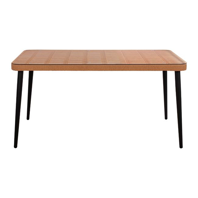 ΤΡΑΠΕΖΙ ΜΕΤΑΛΛΙΚΟ ALLEGRA HM5538 ΜΕ WICKER ΣΕ ΜΠΕΖ ΑΠΟΧΡΩΣΗ &amp; ΓΥΑΛΙ 160X90X78 εκ. 3