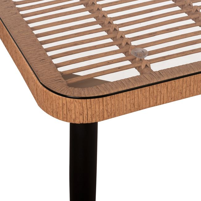 ΤΡΑΠΕΖΙ ΜΕΤΑΛΛΙΚΟ ALLEGRA HM5538 ΜΕ WICKER ΣΕ ΜΠΕΖ ΑΠΟΧΡΩΣΗ &amp; ΓΥΑΛΙ 160X90X78 εκ. 4