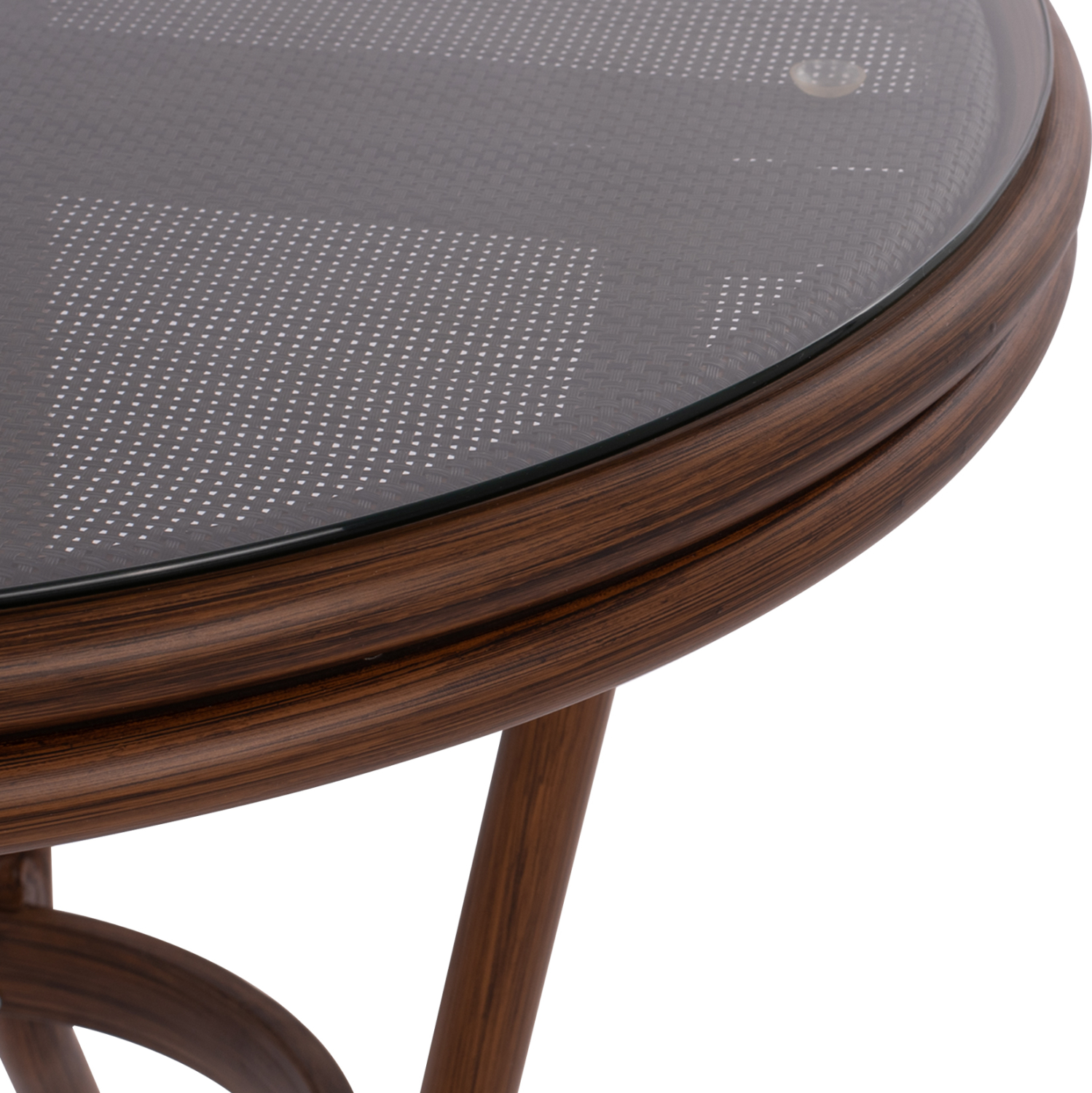 ΤΡΑΠΕΖΙ ΑΛΟΥΜΙΝΙΟΥ MOSES Φ70x76 εκ. BAMBOO LOOK HM5532.03 ΚΑΦΕ ΜΕ ΓΥΑΛΙ 6