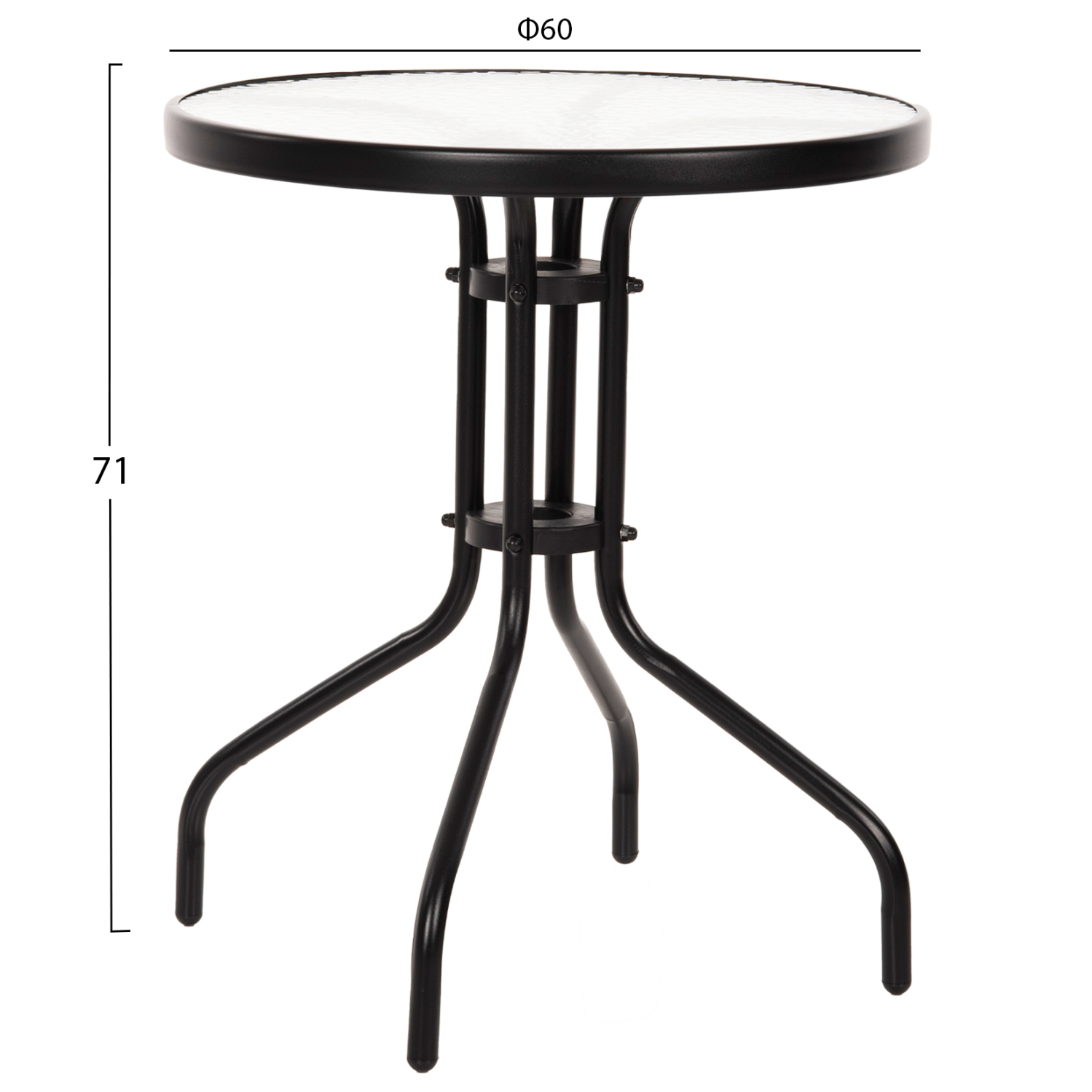 ΤΡΑΠΕΖΙ LIMA Φ60x68Υεκ. ΜΕΤΑΛΛΙΚΟ ΜΑΥΡΟ ΜΕ ΓΥΑΛΙΝΗ ΕΠΙΦΑΝΕΙΑ HM5079.03 2