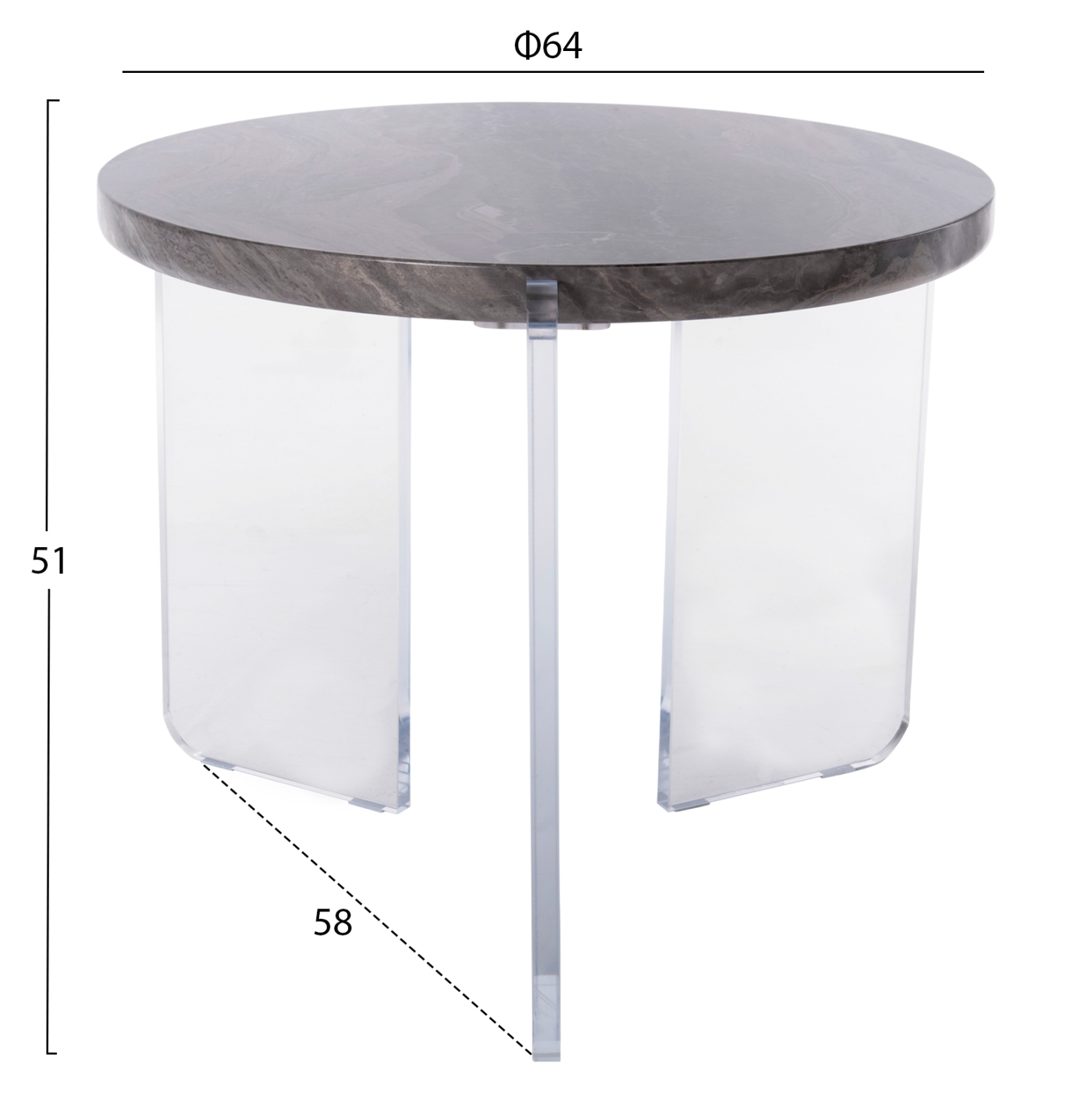ΤΡΑΠΕΖΙ ΣΑΛΟΝΙΟΥ ACRYCON HM9780.01 MDF ME ΥΔΑΤΟΑΠΩΘΗΤΙΚΗ ΕΠΙΣΤΡΩΣΗ-ΑΚΡΥΛΙΚΑ ΠΟΔΙΑ Φ64x51Yεκ. 2