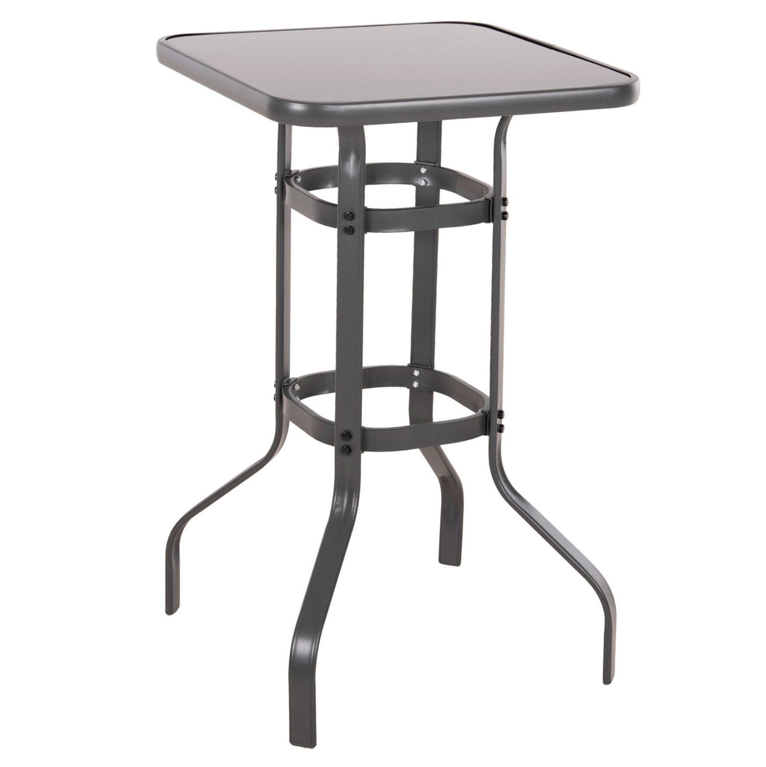 ΤΡΑΠΕΖΙ ΜΠΑΡ ΤΕΤΡΑΓΩΝΟ FIGGY HM6066.01 ΜΕΤΑΛΛΙΚΟ ΓΚΡΙ-ΓΥΑΛΙ ΑΣΦΑΛΕΙΑΣ 60x60x100Υεκ 1