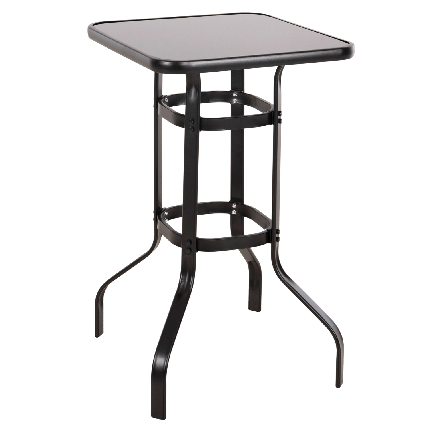 ΤΡΑΠΕΖΙ ΜΠΑΡ ΤΕΤΡΑΓΩΝΟ FIGGY HM6066.03 ΜΕΤΑΛΛΙΚΟ ΜΑΥΡΟ-ΓΥΑΛΙ ΑΣΦΑΛΕΙΑΣ 60x60x100Υεκ 1