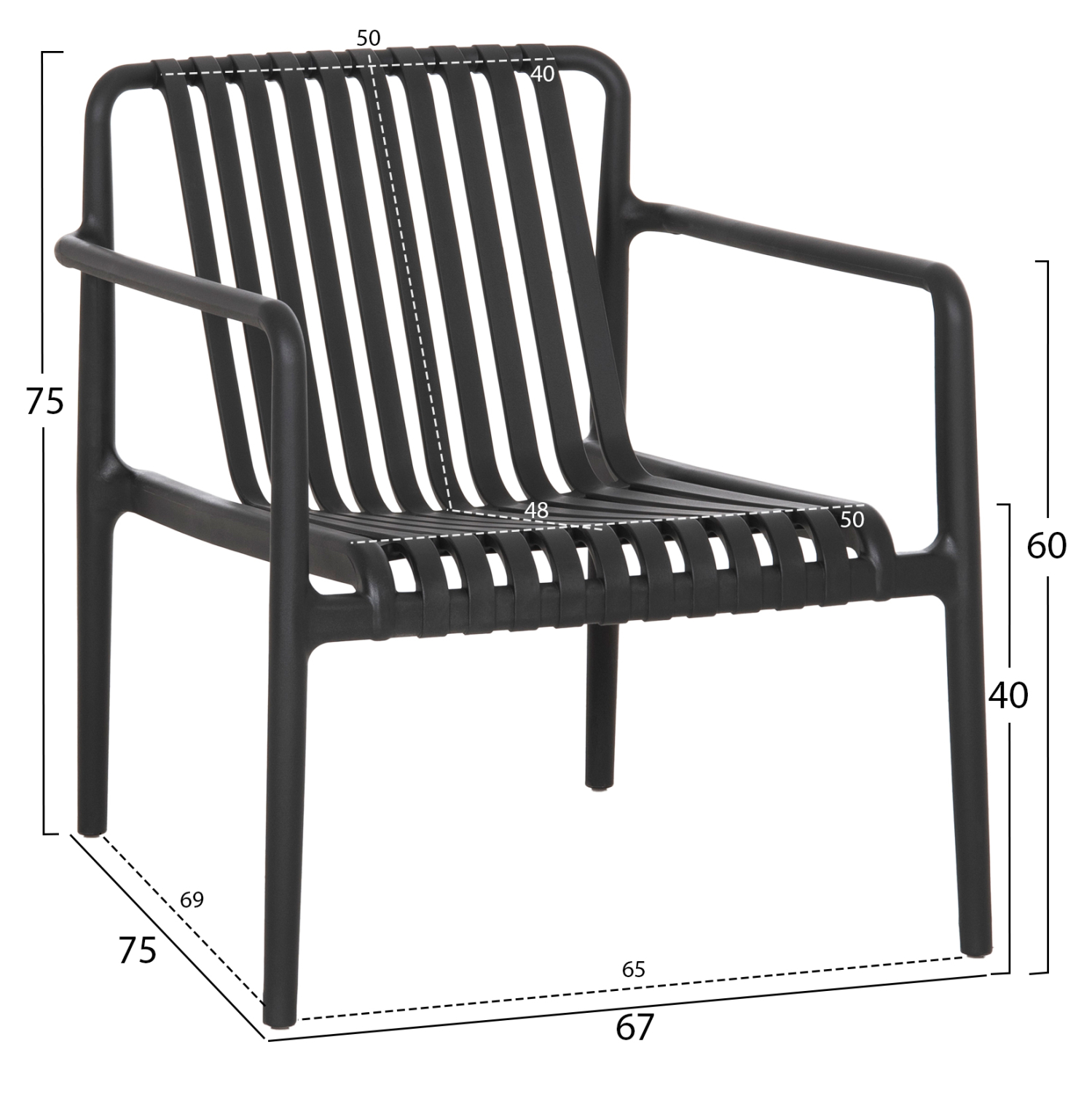 ΠΟΛΥΘΡΟΝΑ LOUNGE ΕΞΩΤ.ΧΩΡΟΥ MALEN HM6626.02 ΜΑΥΡΟ ΠΟΛΥΠΡΟΠΥΛΕΝΙΟ 67x75x75Υεκ 2