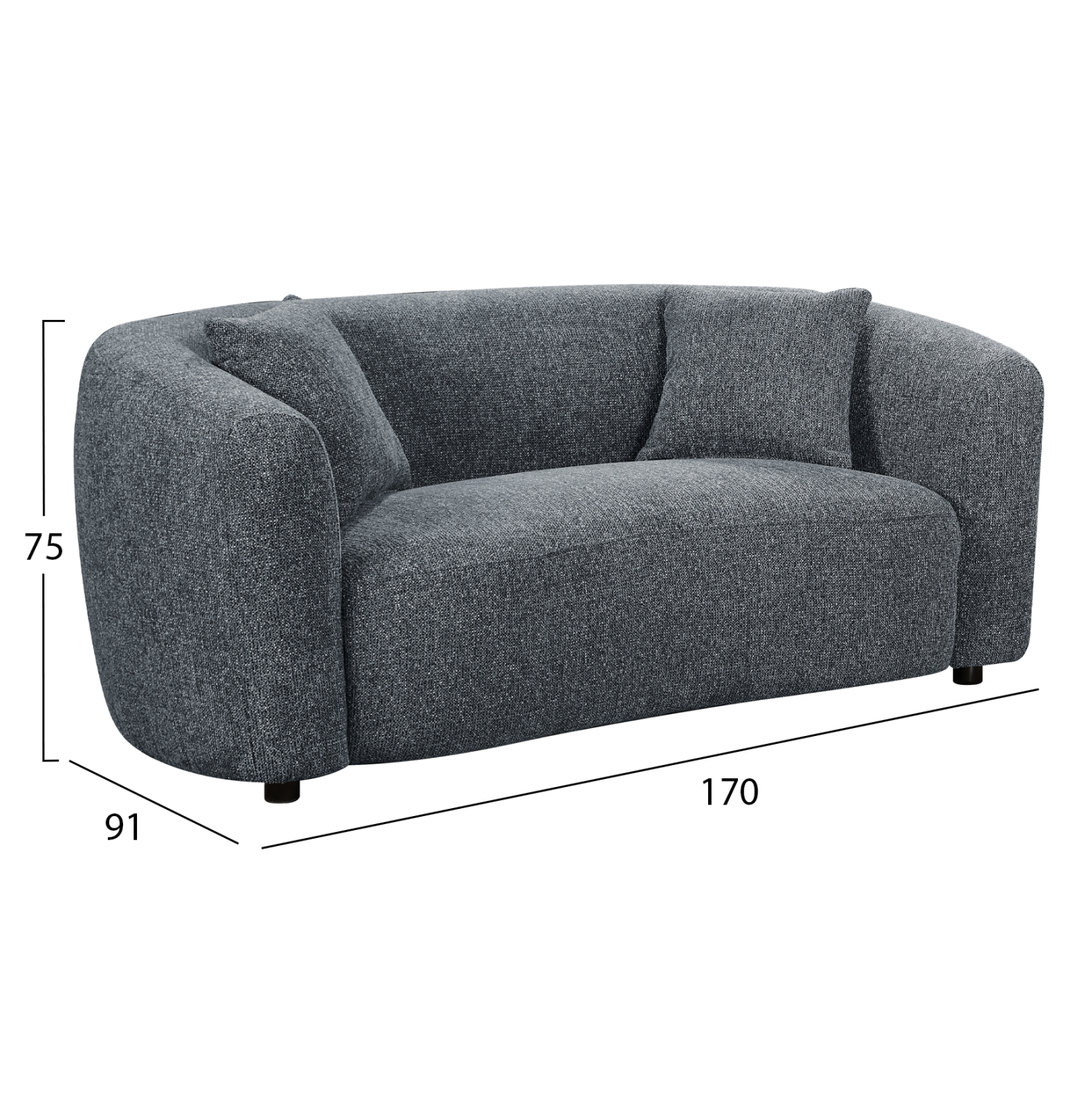 ΚΑΝΑΠΕΣ 2-ΘΕΣΙΟΣ NORD HM3322.01 ΓΚΡΙ ΥΦΑΣΜΑ 170x91x75Υεκ. 2