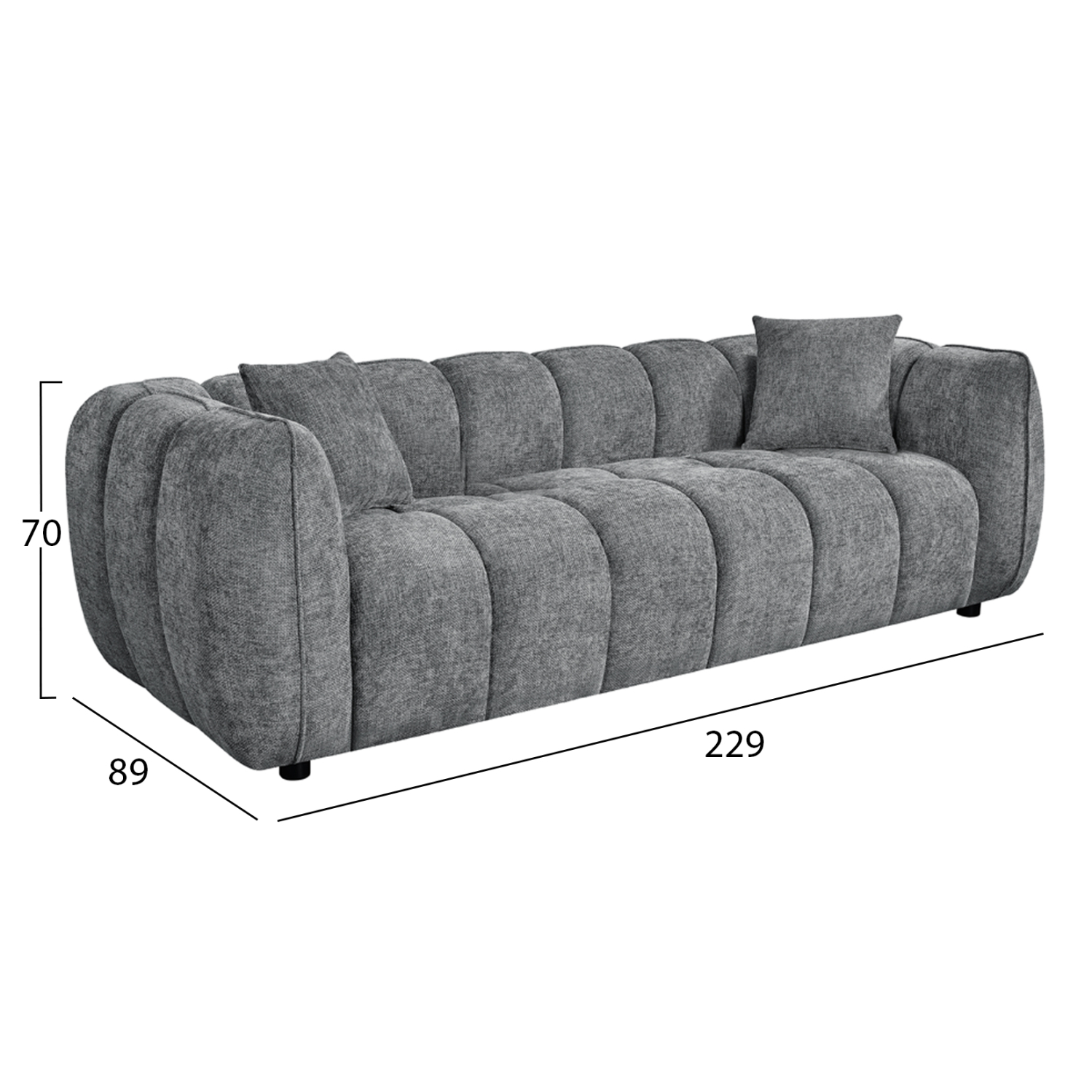 ΚΑΝΑΠΕΣ 3-ΘΕΣΙΟΣ LYKKE HM3323.01 ΓΚΡΙ ΥΦΑΣΜΑ 229x89x70Υεκ 2