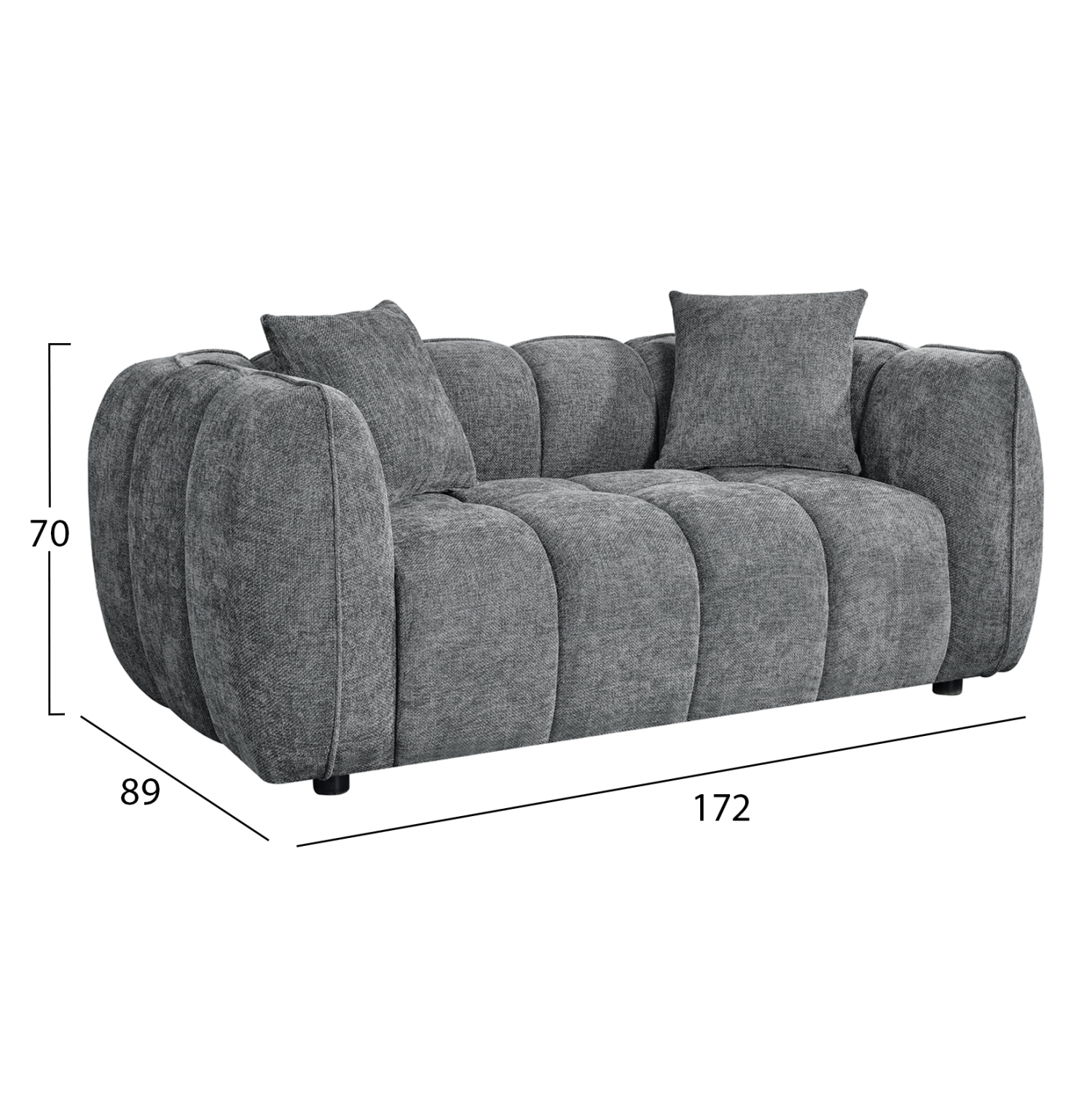 ΚΑΝΑΠΕΣ 2-ΘΕΣΙΟΣ LYKKE HM3324.01 ΓΚΡΙ ΥΦΑΣΜΑ 172x89x70Υεκ. 2