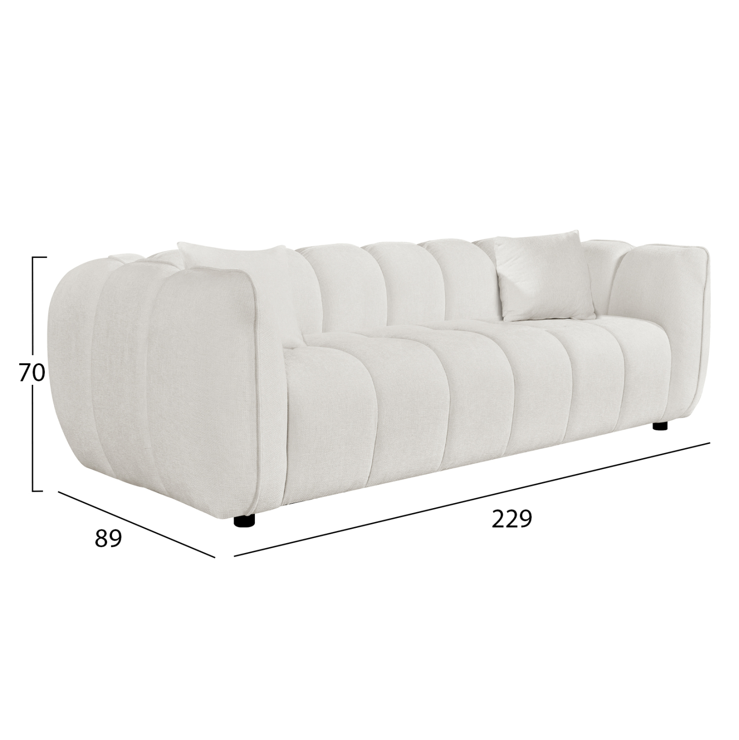ΚΑΝΑΠΕΣ 3-ΘΕΣΙΟΣ LYKKE HM3323.02 ΕΚΡΟΥ ΥΦΑΣΜΑ 229x89x70Υεκ 2