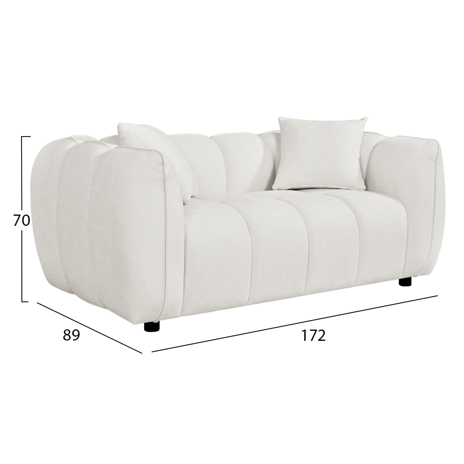 ΚΑΝΑΠΕΣ 2-ΘΕΣΙΟΣ LYKKE HM3324.02 ΕΚΡΟΥ ΥΦΑΣΜΑ 172x89x70Υεκ. 2