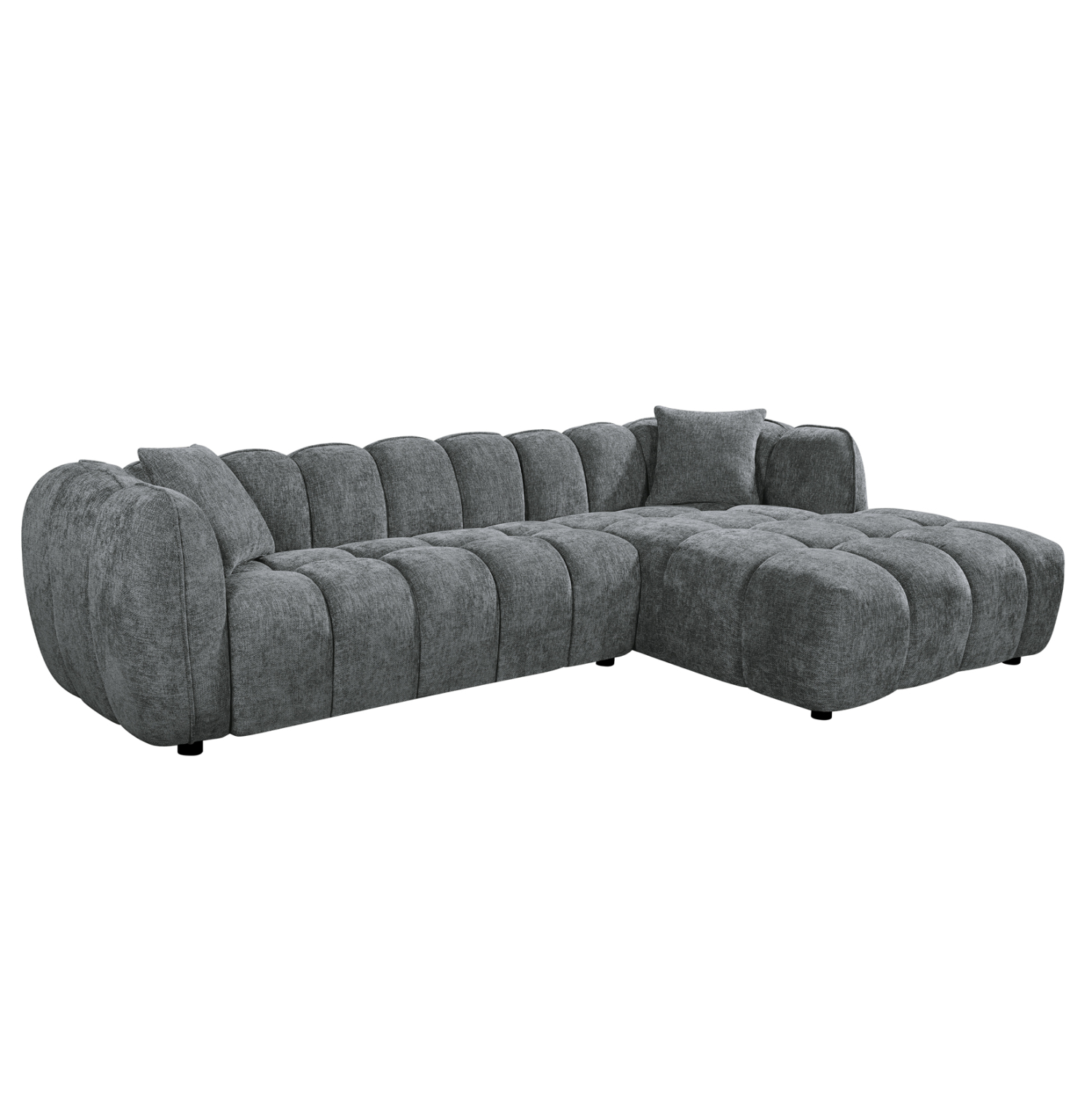 ΚΑΝΑΠΕΣ ΓΩΝΙΑ (ΔΕΞΙΑ) LYKKE HM3326.01R ΓΚΡΙ ΥΦΑΣΜΑ 280x89-165(η γωνία)x70Υεκ 1