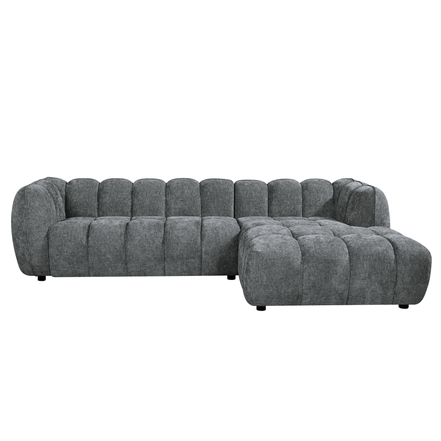 ΚΑΝΑΠΕΣ ΓΩΝΙΑ (ΔΕΞΙΑ) LYKKE HM3326.01R ΓΚΡΙ ΥΦΑΣΜΑ 280x89-165(η γωνία)x70Υεκ 3