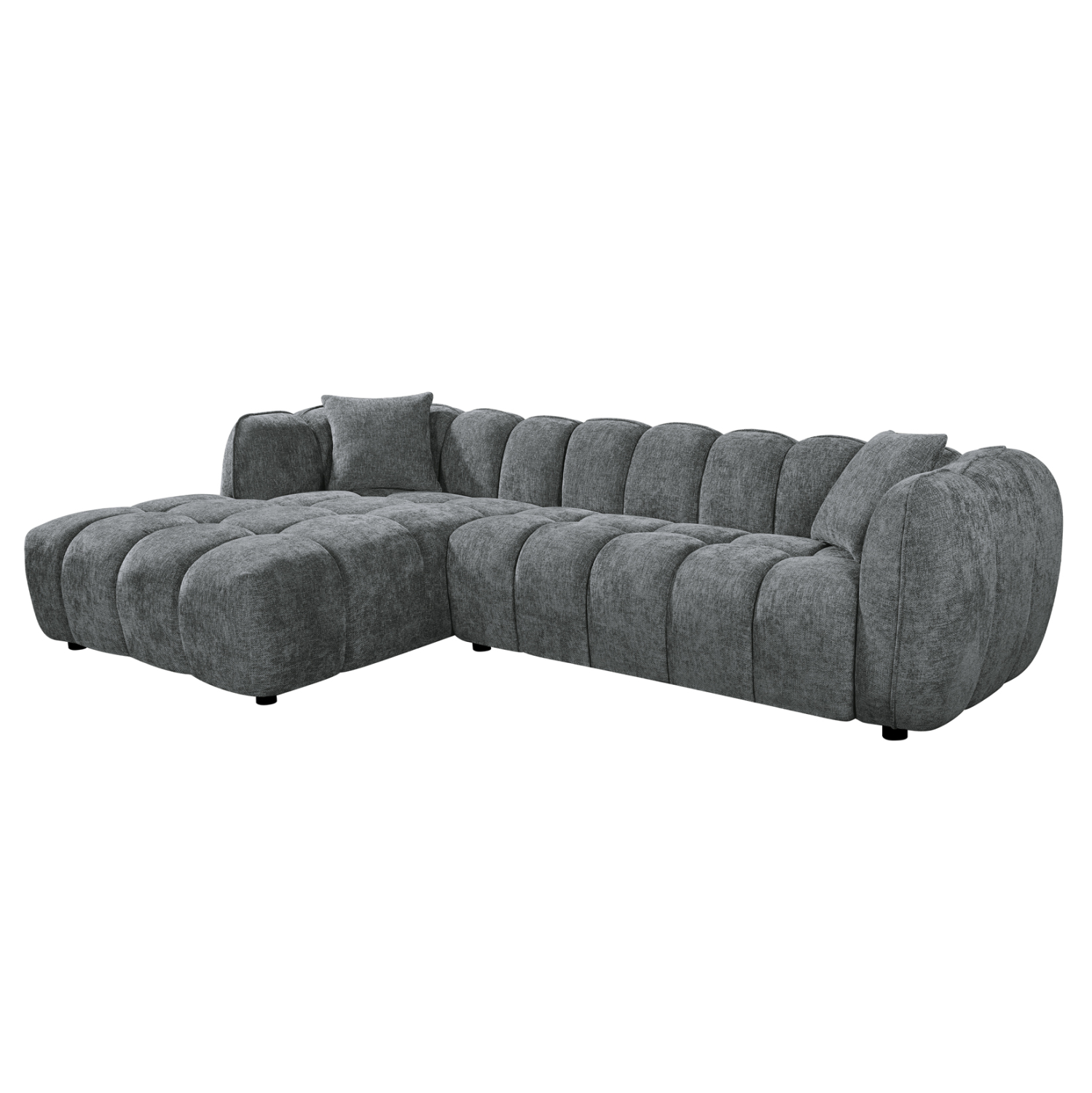 ΚΑΝΑΠΕΣ ΓΩΝΙΑ (ΑΡΙΣΤΕΡΗ) LYKKE HM3326.01L ΓΚΡΙ ΥΦΑΣΜΑ 280x89-165(η γωνία)x70Υ εκ. 1