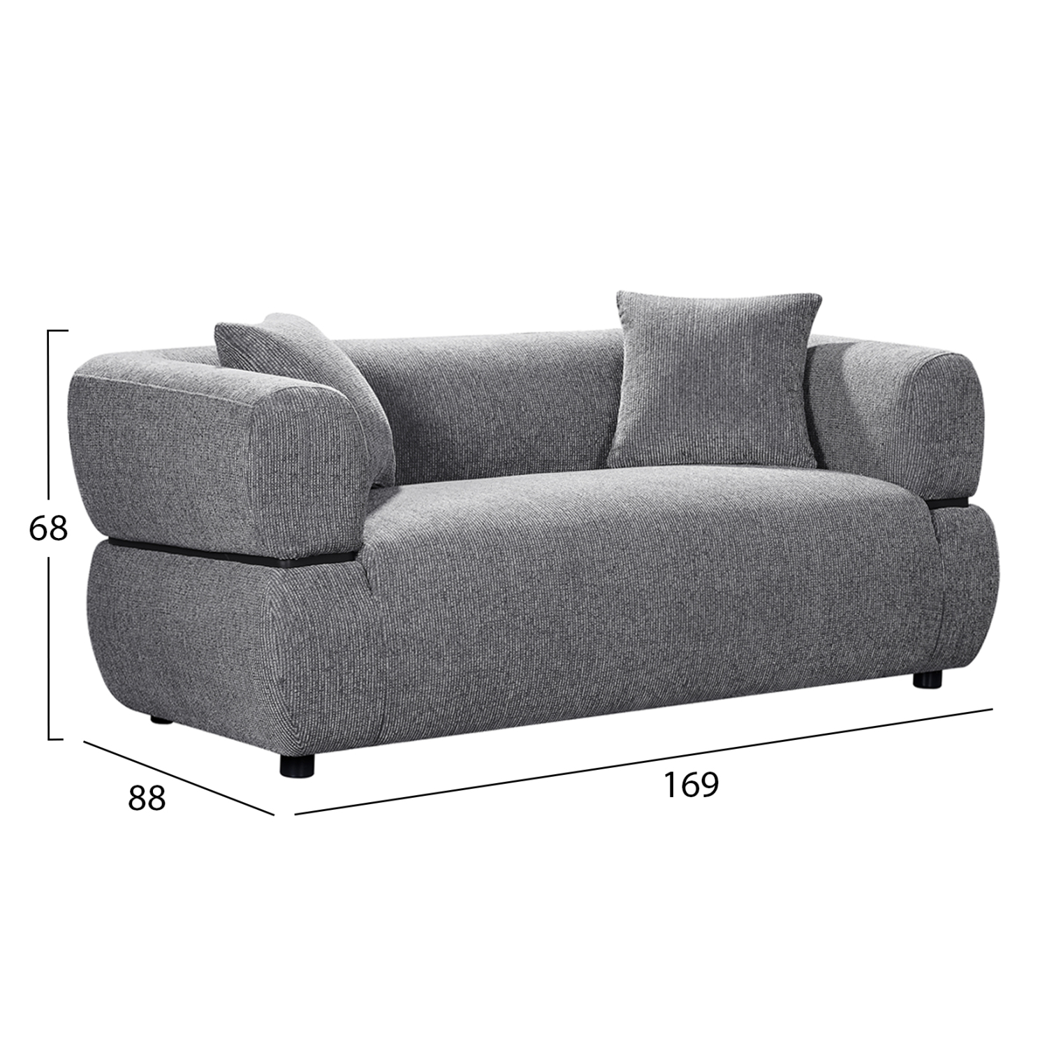 ΚΑΝΑΠΕΣ 2-ΘΕΣΙΟΣ ARCTIS HM3328.01 ΓΚΡΙ ΥΦΑΣΜΑ 169x88x68Υεκ. 2