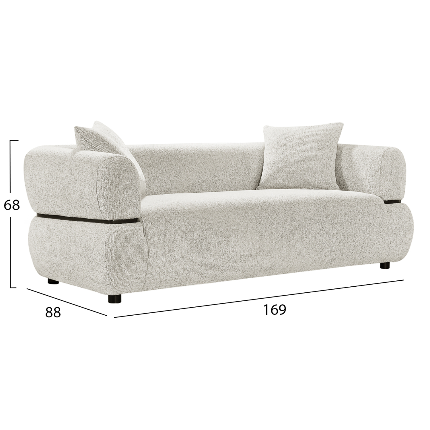 ΚΑΝΑΠΕΣ 2-ΘΕΣΙΟΣ ARCTIS HM3328.02 ΑΝΟΙΧΤΟ ΜΠΕΖ ΥΦΑΣΜΑ 169x88x68Υεκ. 2