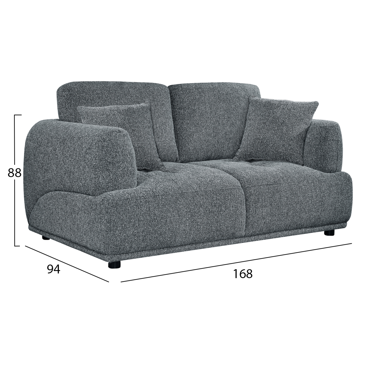 ΚΑΝΑΠΕΣ 2-ΘΕΣΙΟΣ STRUCTO HM3330.01 ΓΚΡΙ ΥΦΑΣΜΑ 168x94x88Υεκ. 2