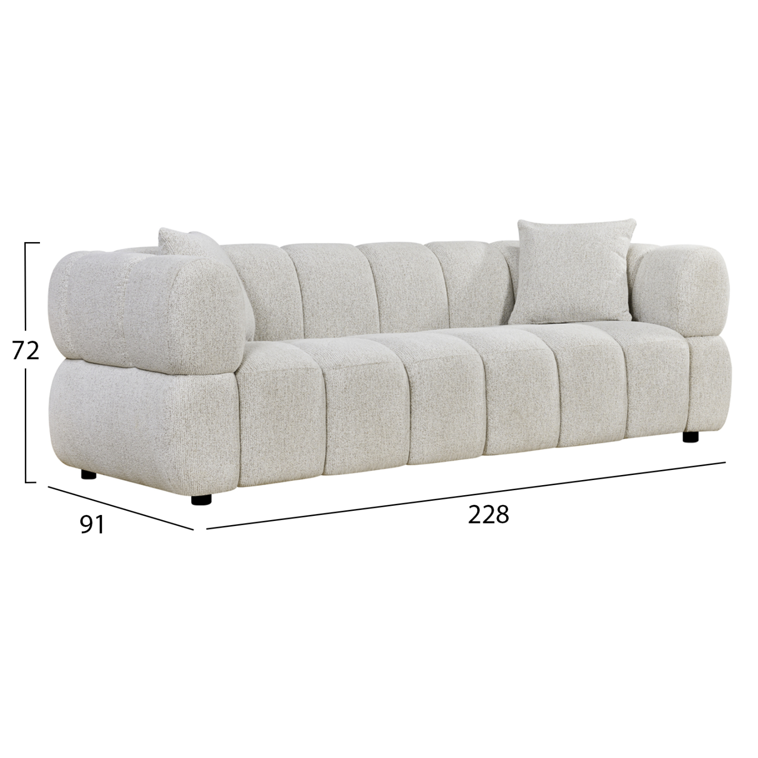 ΚΑΝΑΠΕΣ 3-ΘΕΣΙΟΣ NORIKA HM3331.02 ΕΚΡΟΥ ΥΦΑΣΜΑ 220x88x85Υεκ. 2
