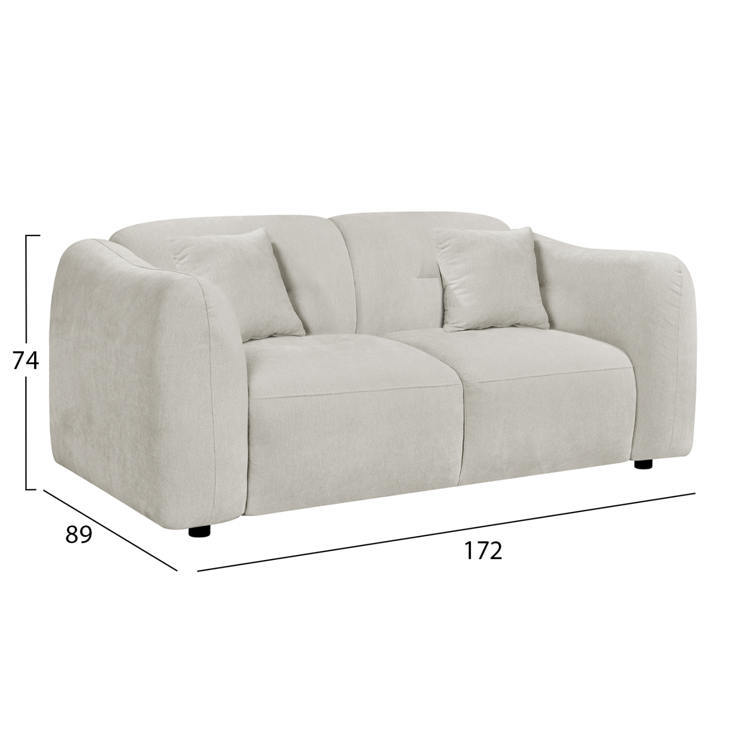 ΚΑΝΑΠΕΣ 2-ΘΕΣΙΟΣ JUNOA HM3334.02 ΕΚΡΟΥ ΥΦΑΣΜΑ 172x89x85Υεκ 2