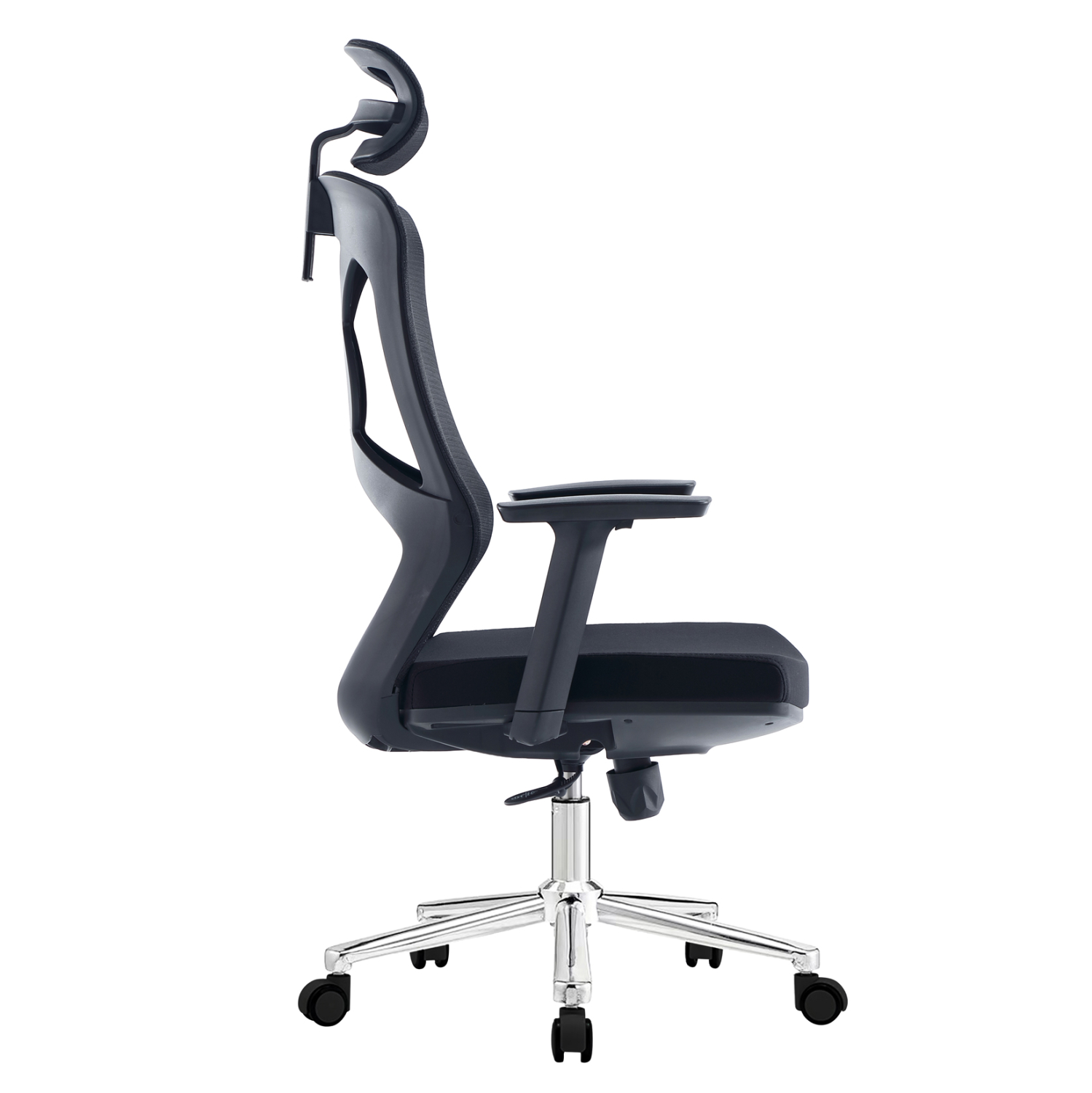 ΚΑΡΕΚΛΑ ΓΡΑΦΕΙΟΥ FLEXORA HM1213.01 ΜΑΥΡO MESH-ΒΑΣΗ ΧΡΩΜΙΟΥ 60x63x125Υεκ 4