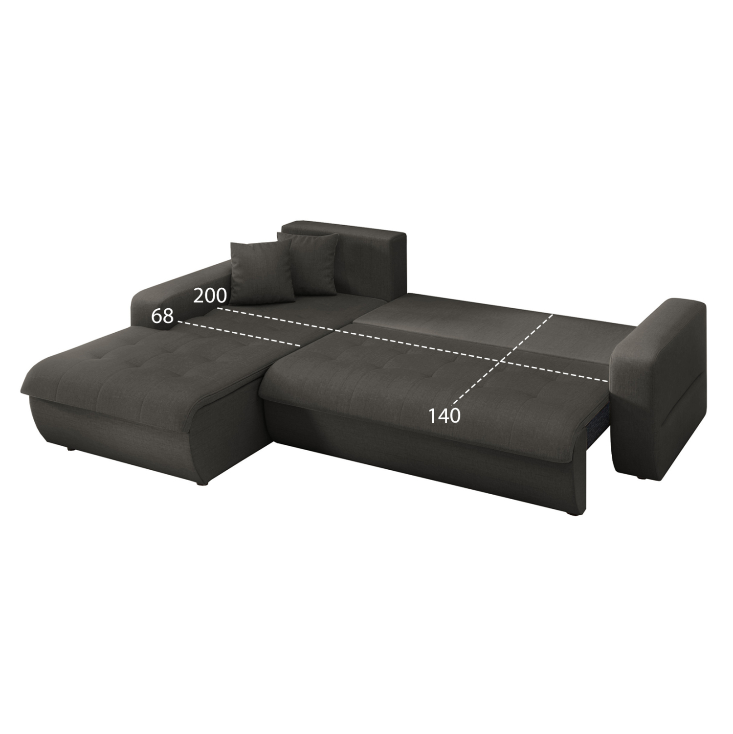 ΚΑΝΑΠΕΣ ΚΡΕΒΑΤΙ ΑΡΙΣΤΕΡΗ ΓΩΝΙΑ KANSO HM3338.01L ΓΚΡΙ ΥΦΑΣΜΑ 244x188x80Υεκ 3